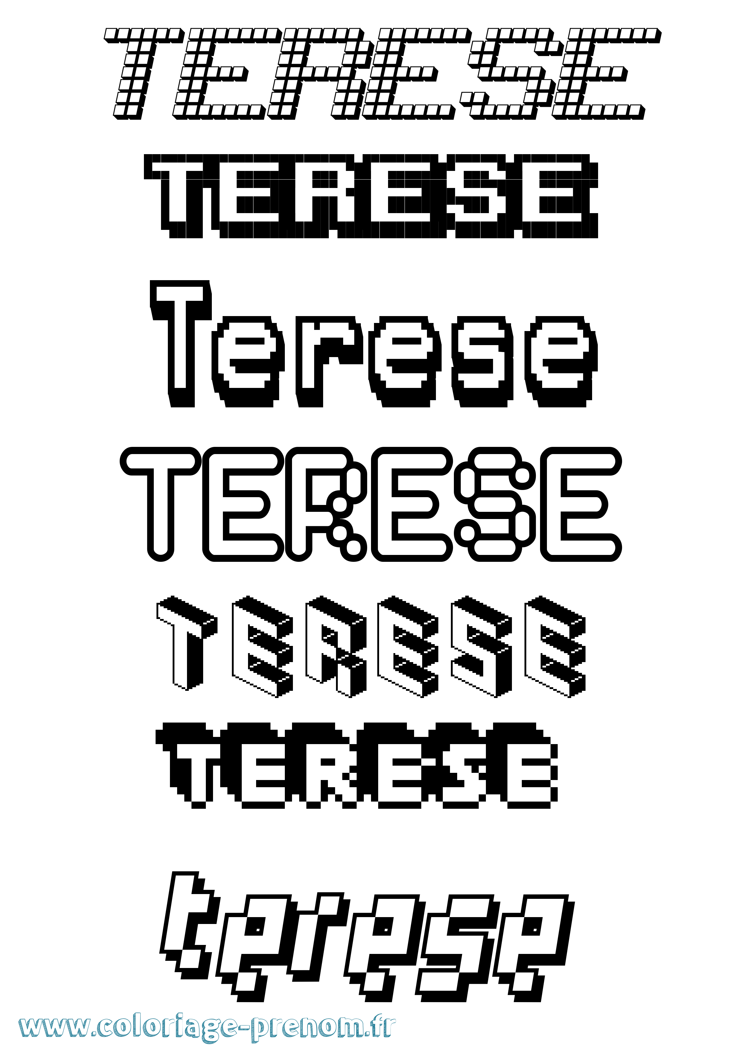 Coloriage prénom Terese Pixel