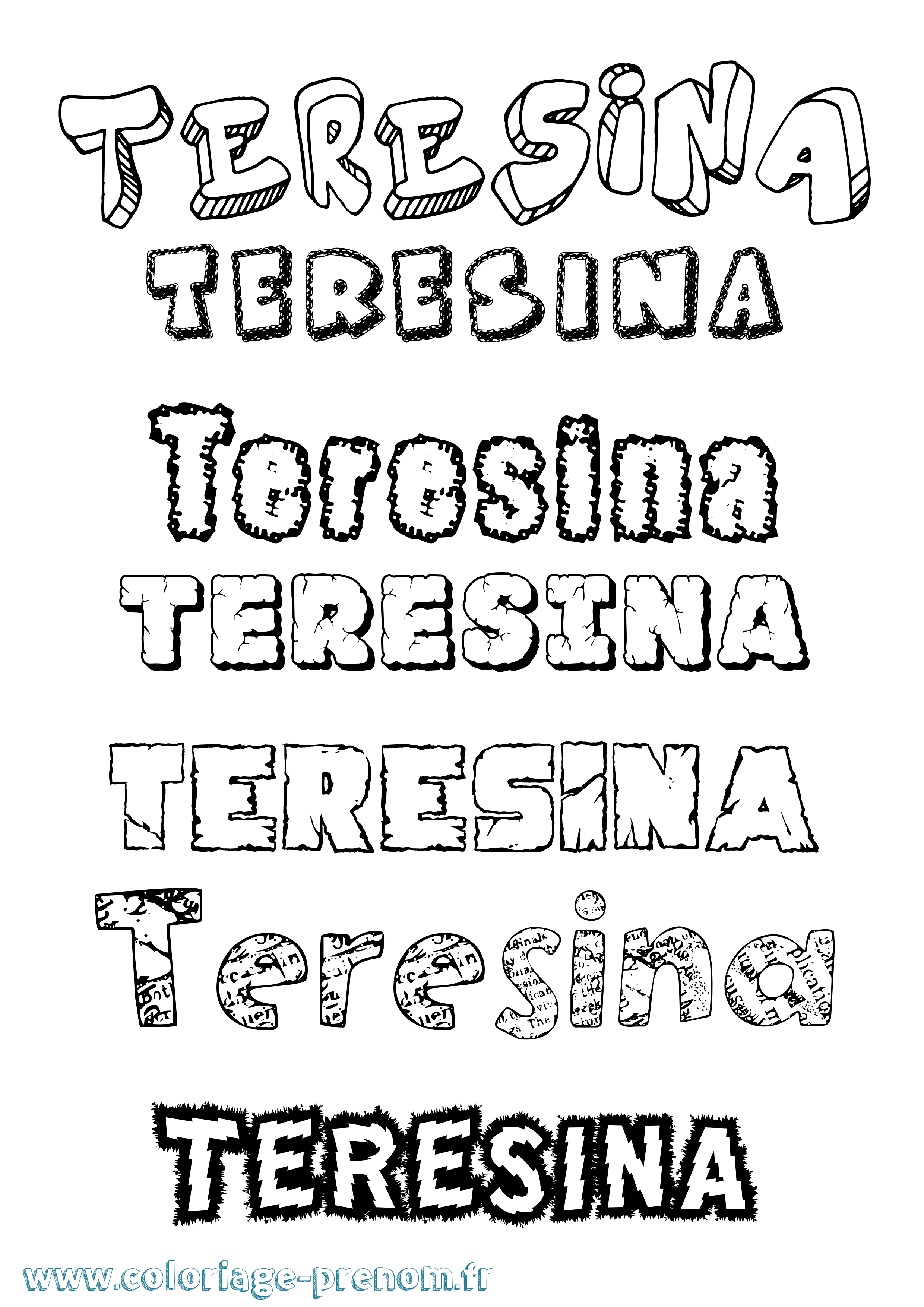 Coloriage prénom Teresina Destructuré