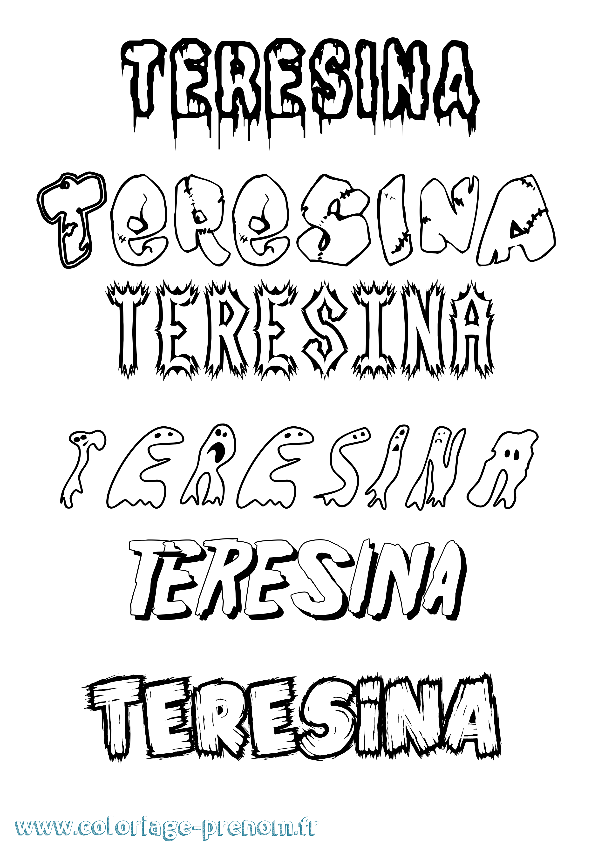 Coloriage prénom Teresina Frisson