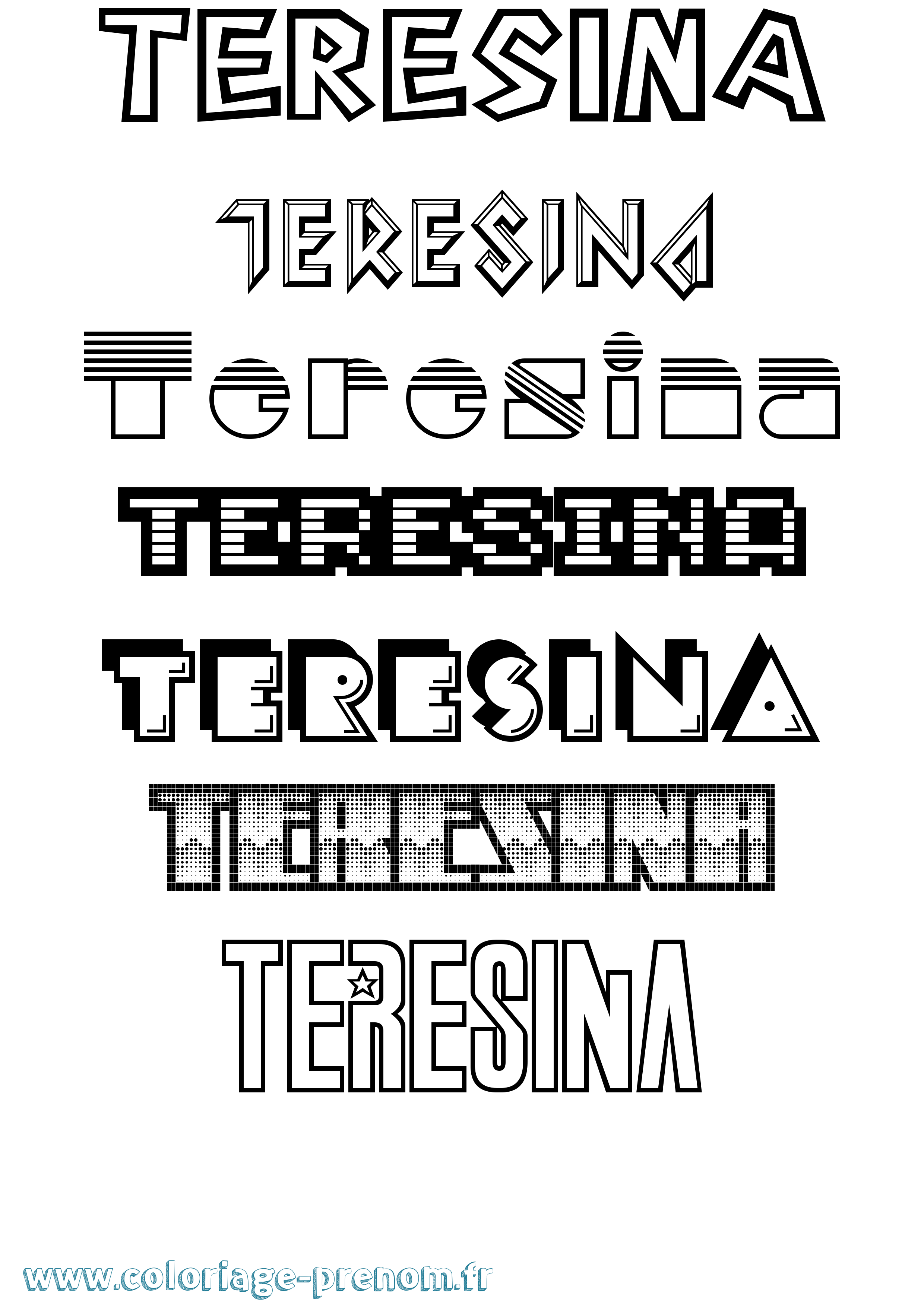 Coloriage prénom Teresina Jeux Vidéos