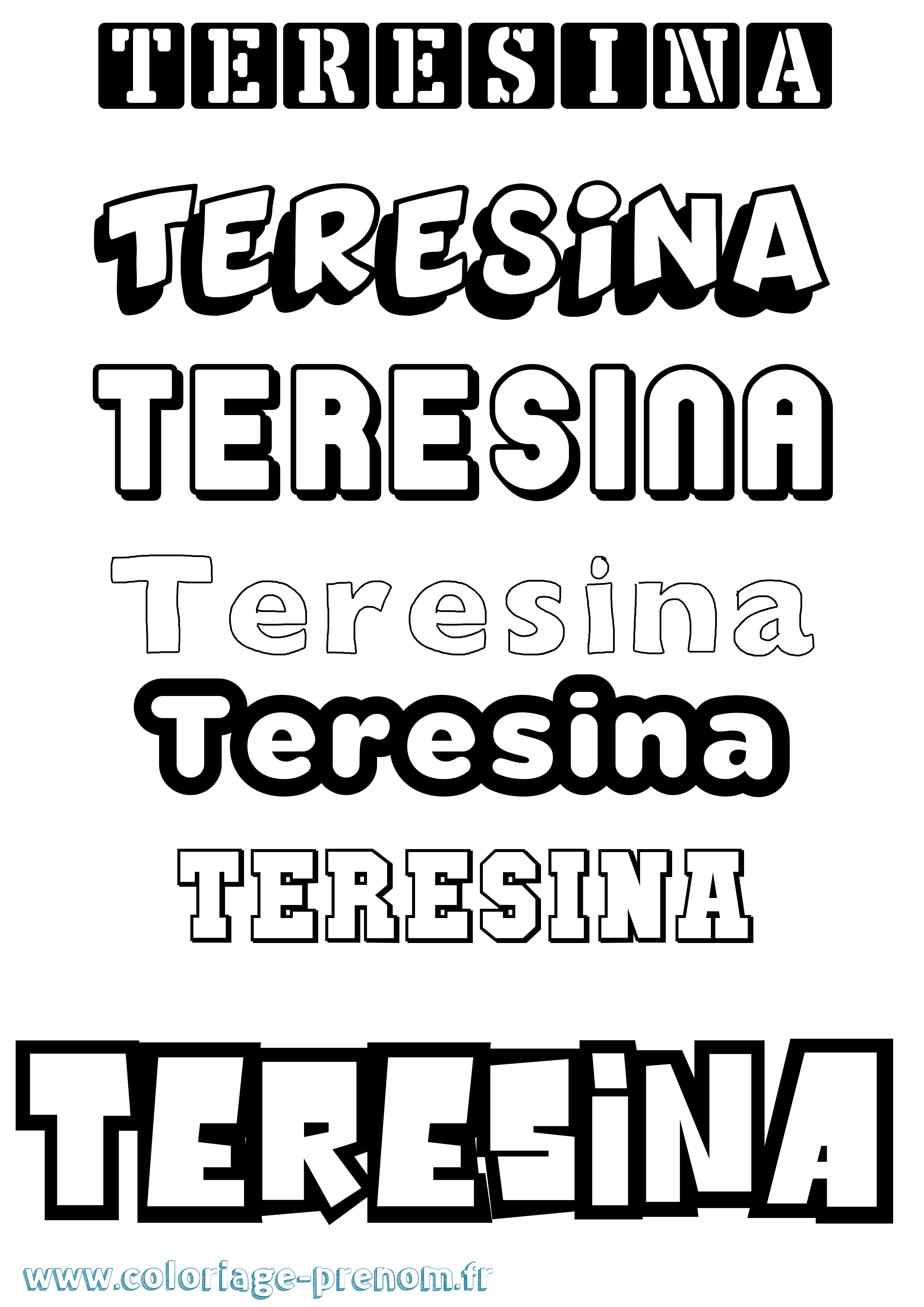Coloriage prénom Teresina Simple