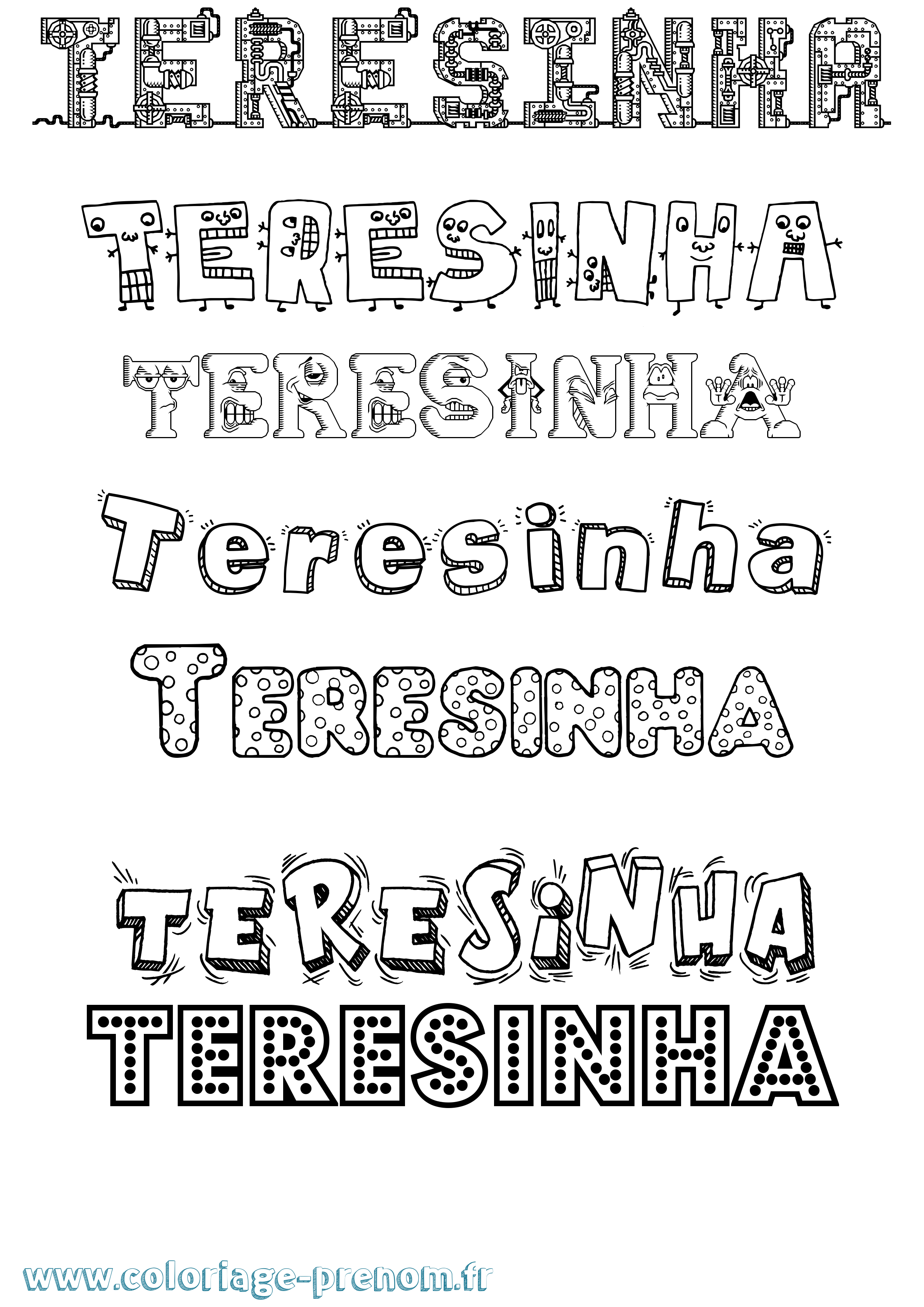 Coloriage prénom Teresinha Fun