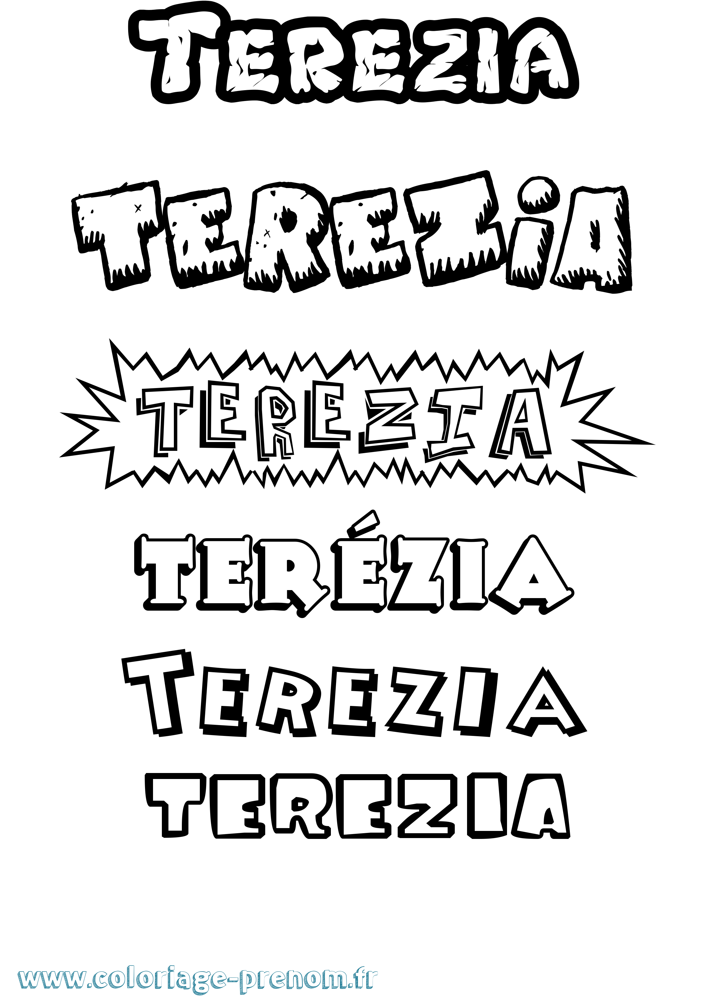 Coloriage Terézia Dessin Animé Coloriage prénom Terézia Dessin Animé