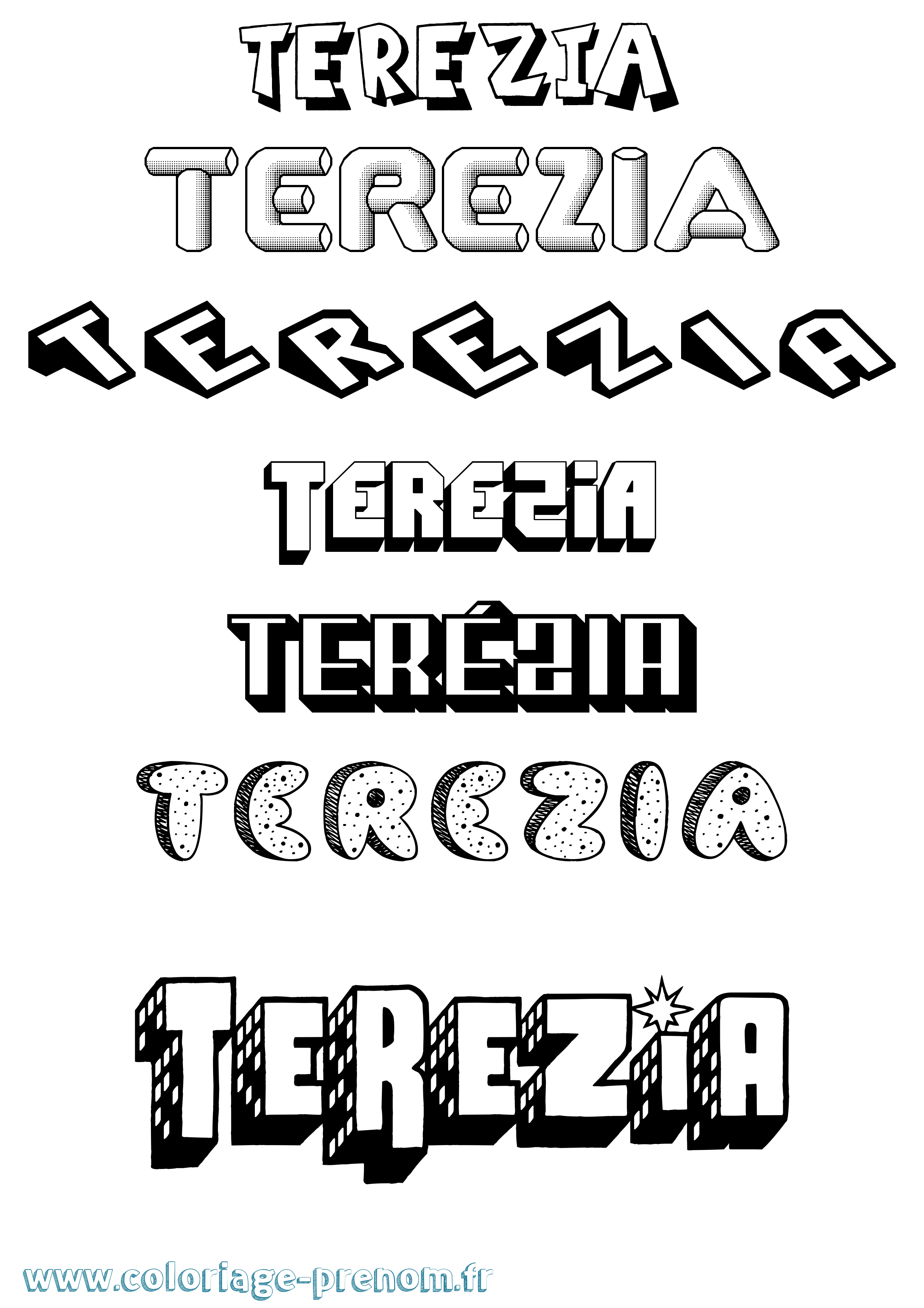 Coloriage Terézia Effet 3D Coloriage prénom Terézia Effet 3D