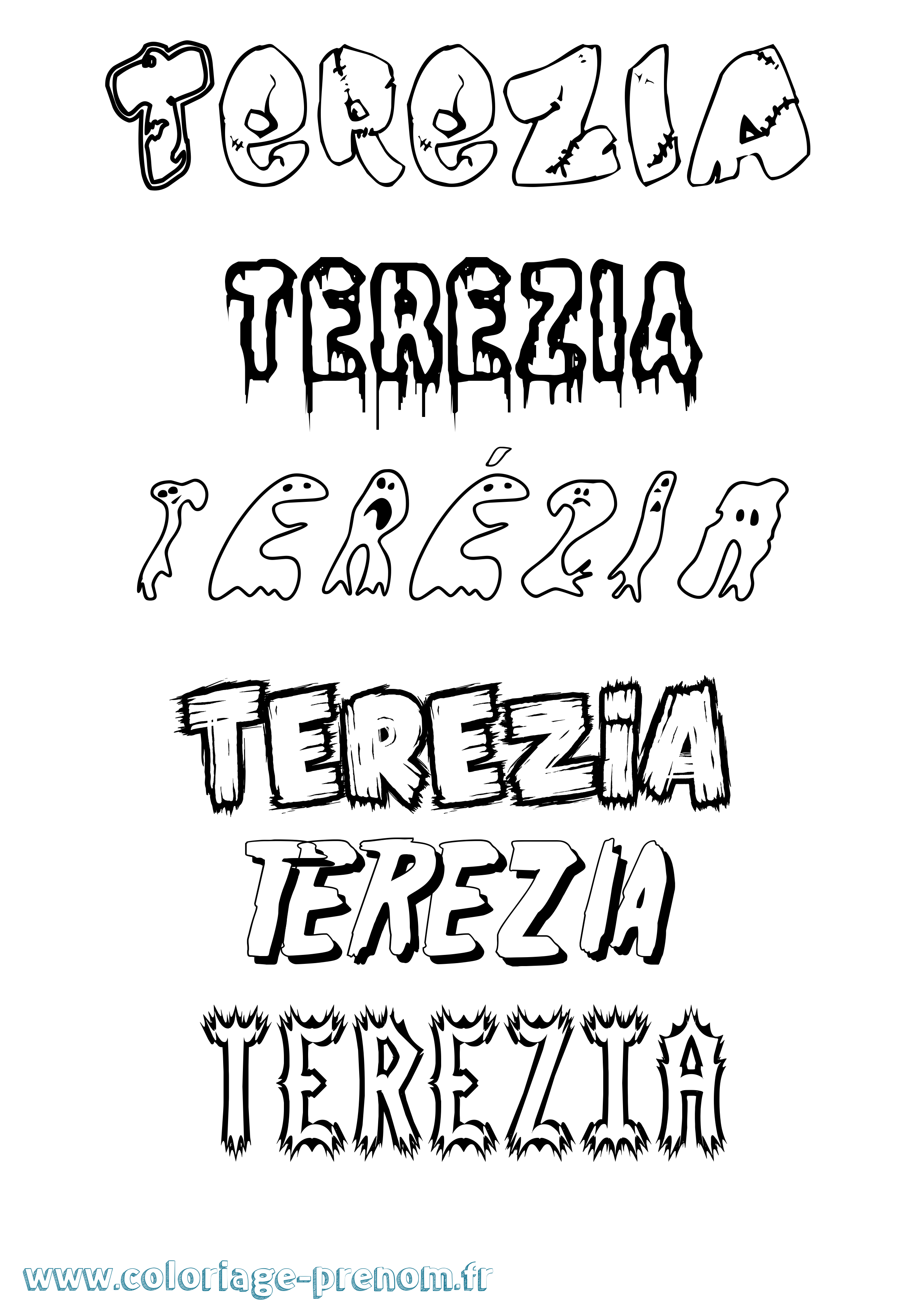 Coloriage Terézia Frisson Coloriage prénom Terézia Frisson
