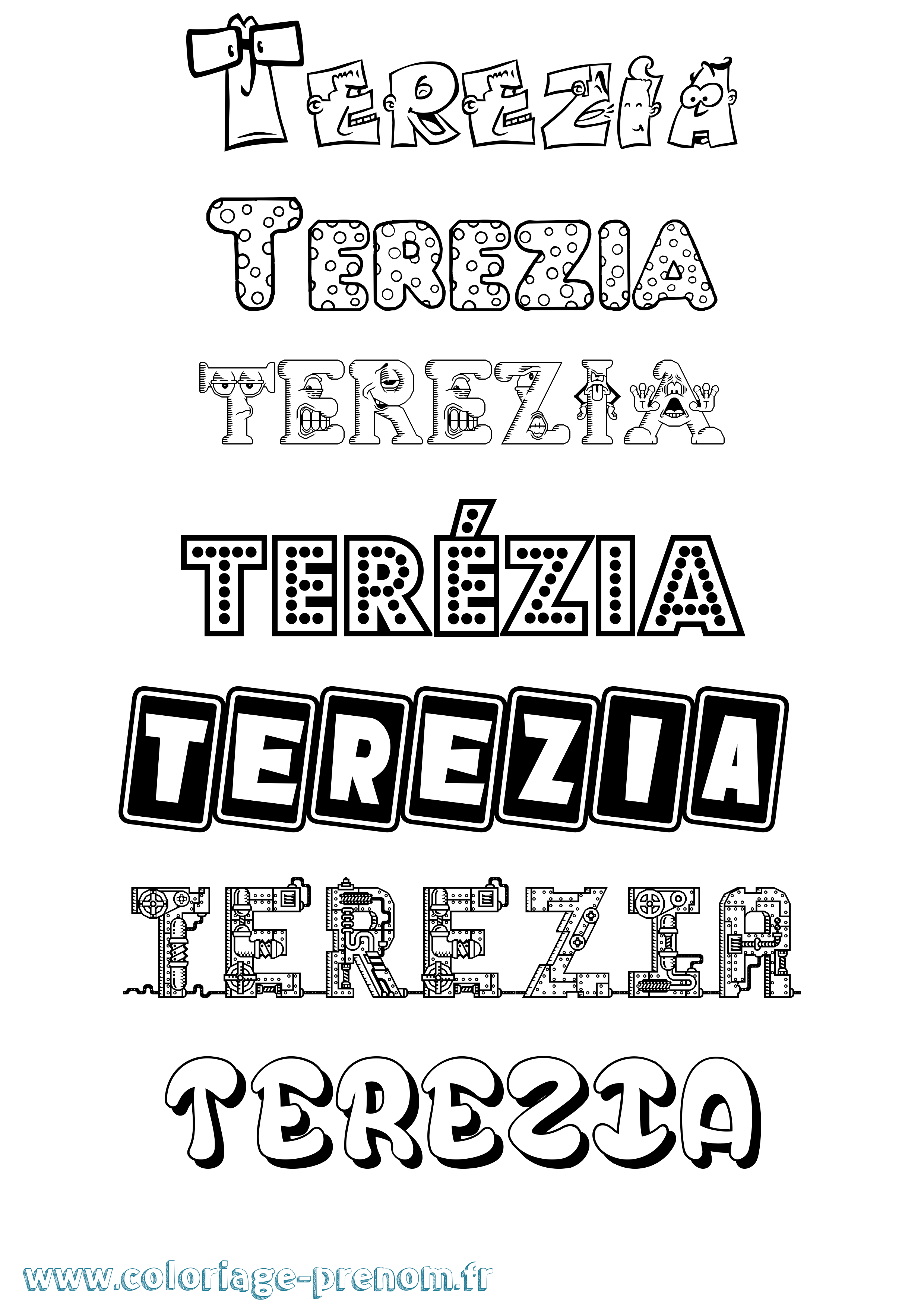 Coloriage Terézia Fun Coloriage prénom Terézia Fun