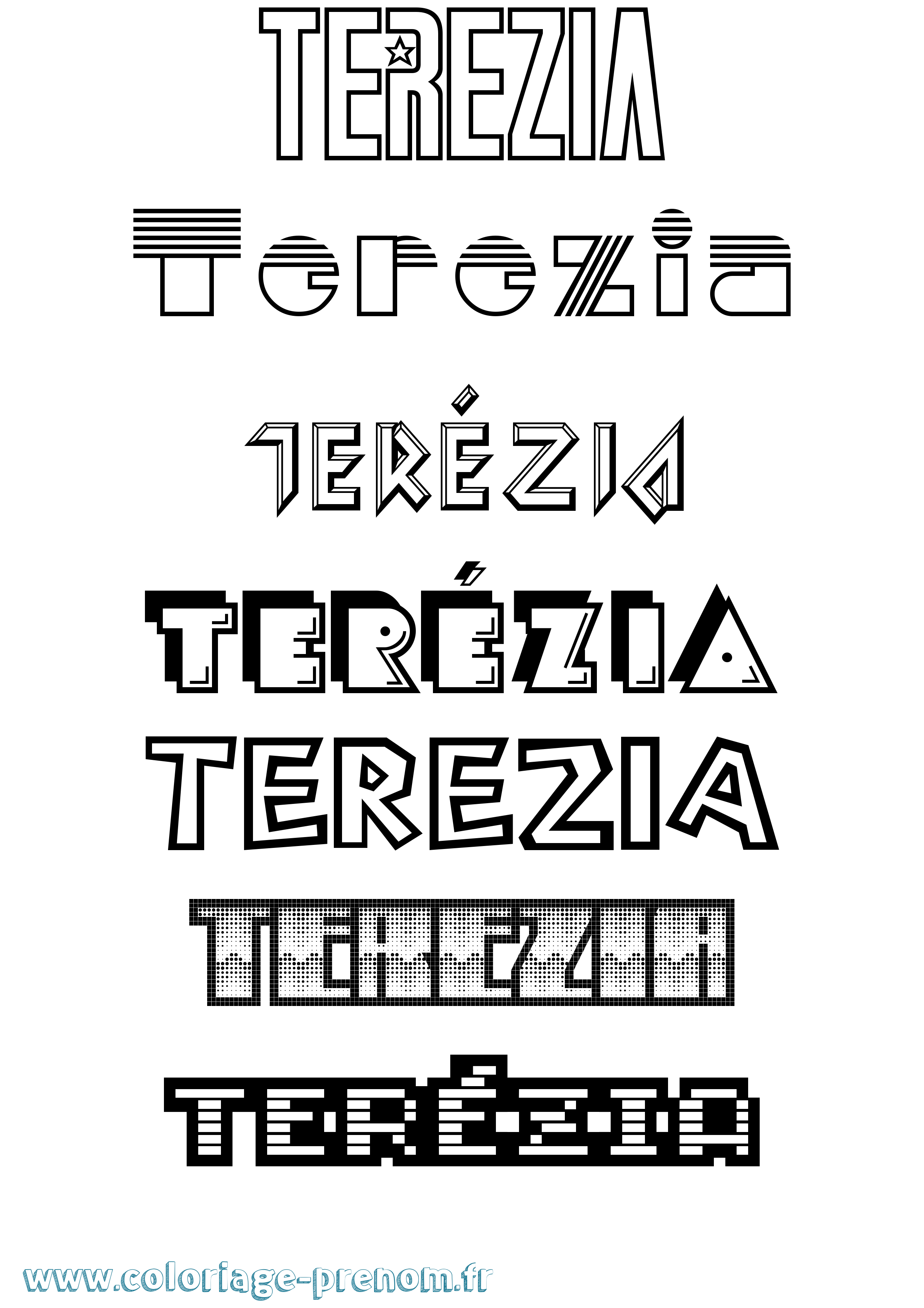Coloriage Terézia Jeux Vidéos Coloriage prénom Terézia Jeux Vidéos