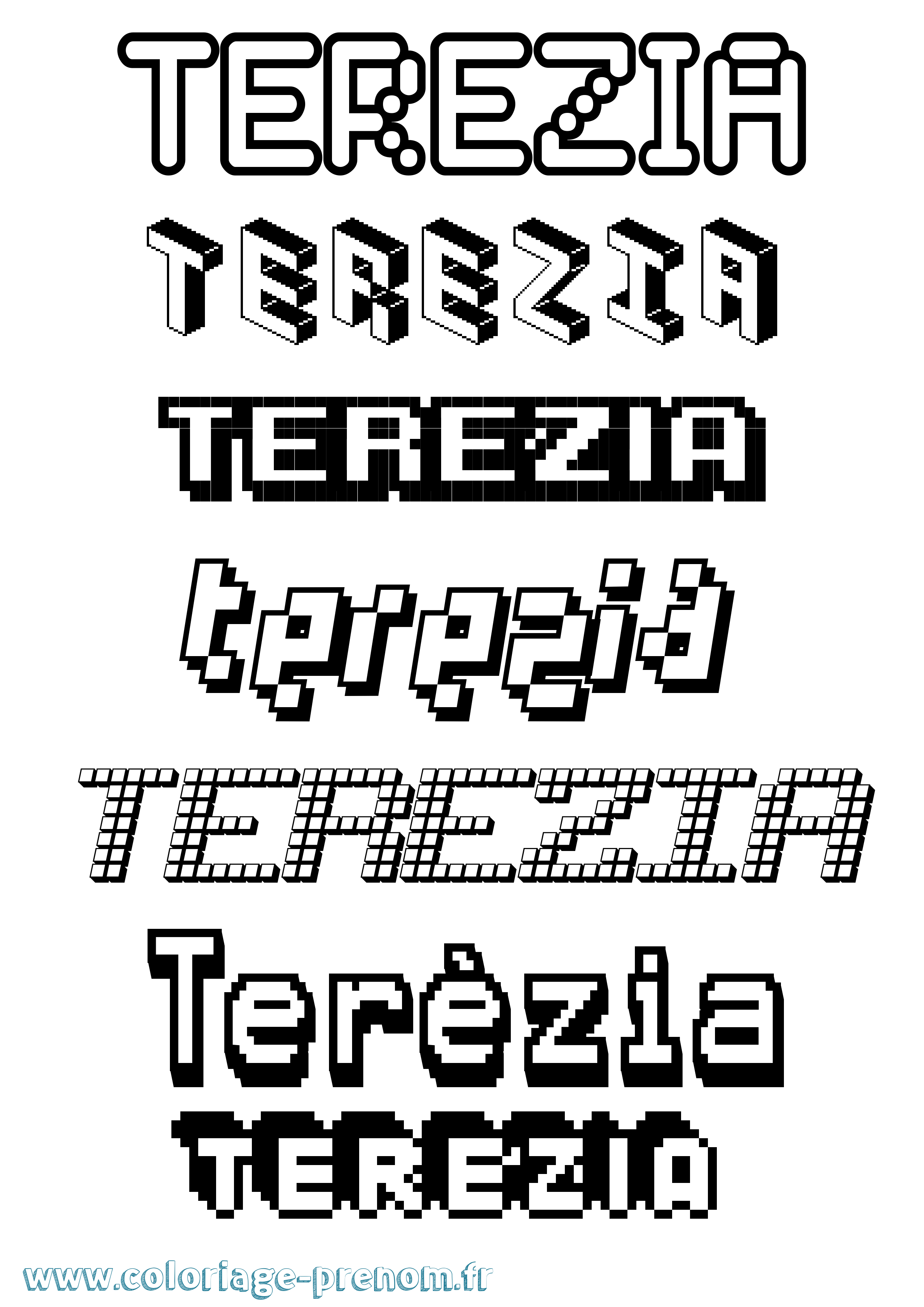 Coloriage Terézia Pixel Coloriage prénom Terézia Pixel
