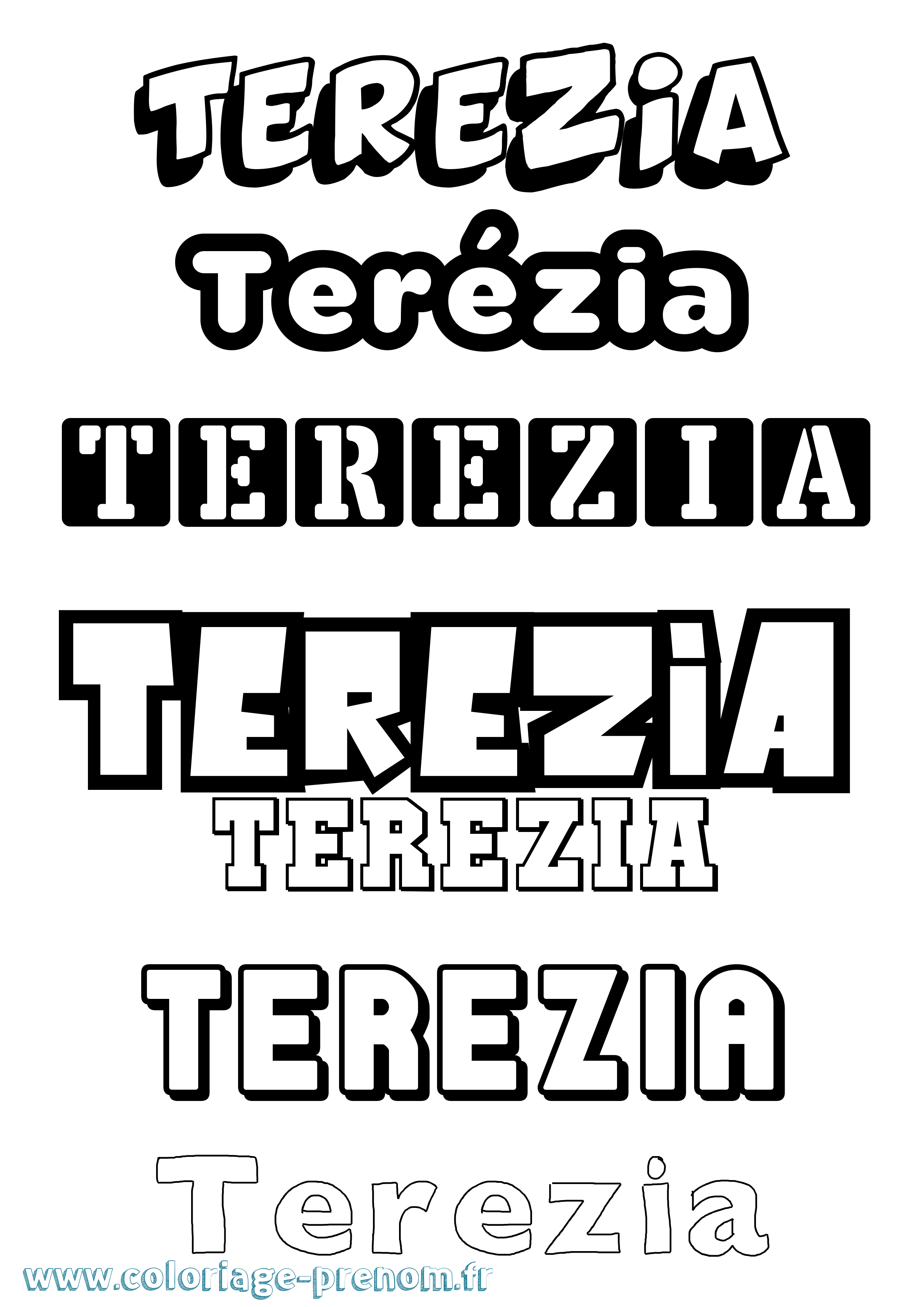 Coloriage prénom Terézia Simple