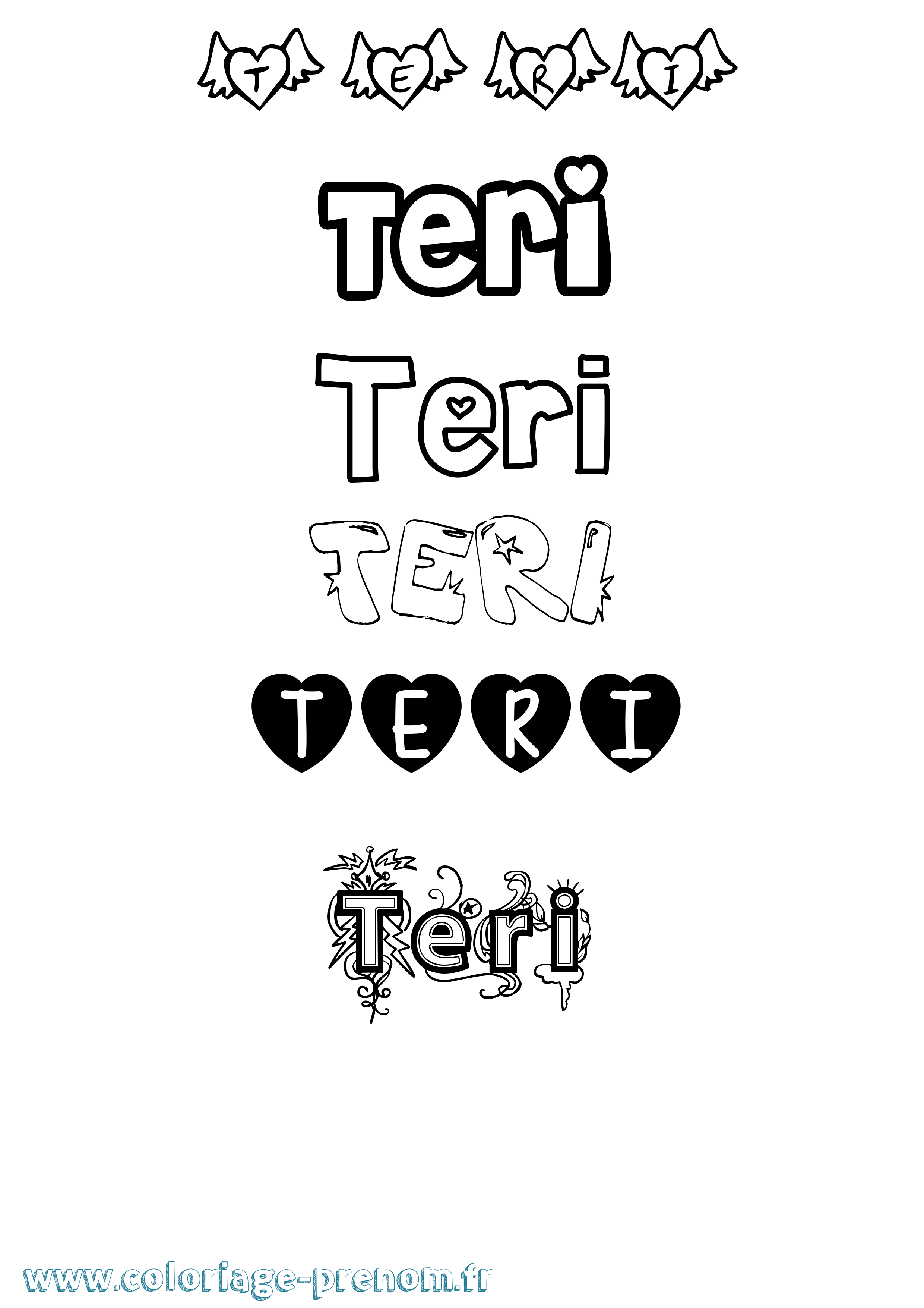 Coloriage prénom Teri Girly