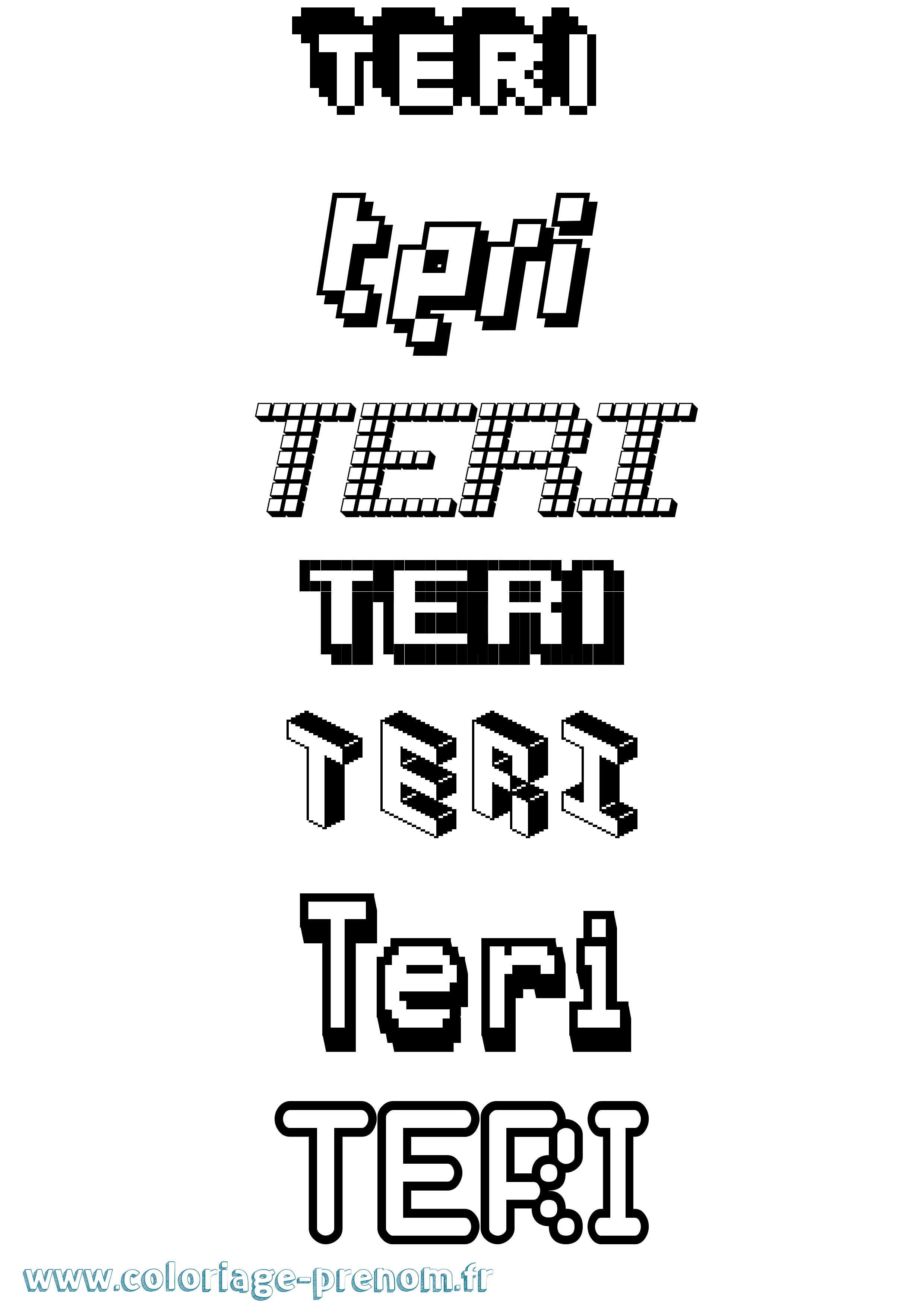 Coloriage prénom Teri Pixel