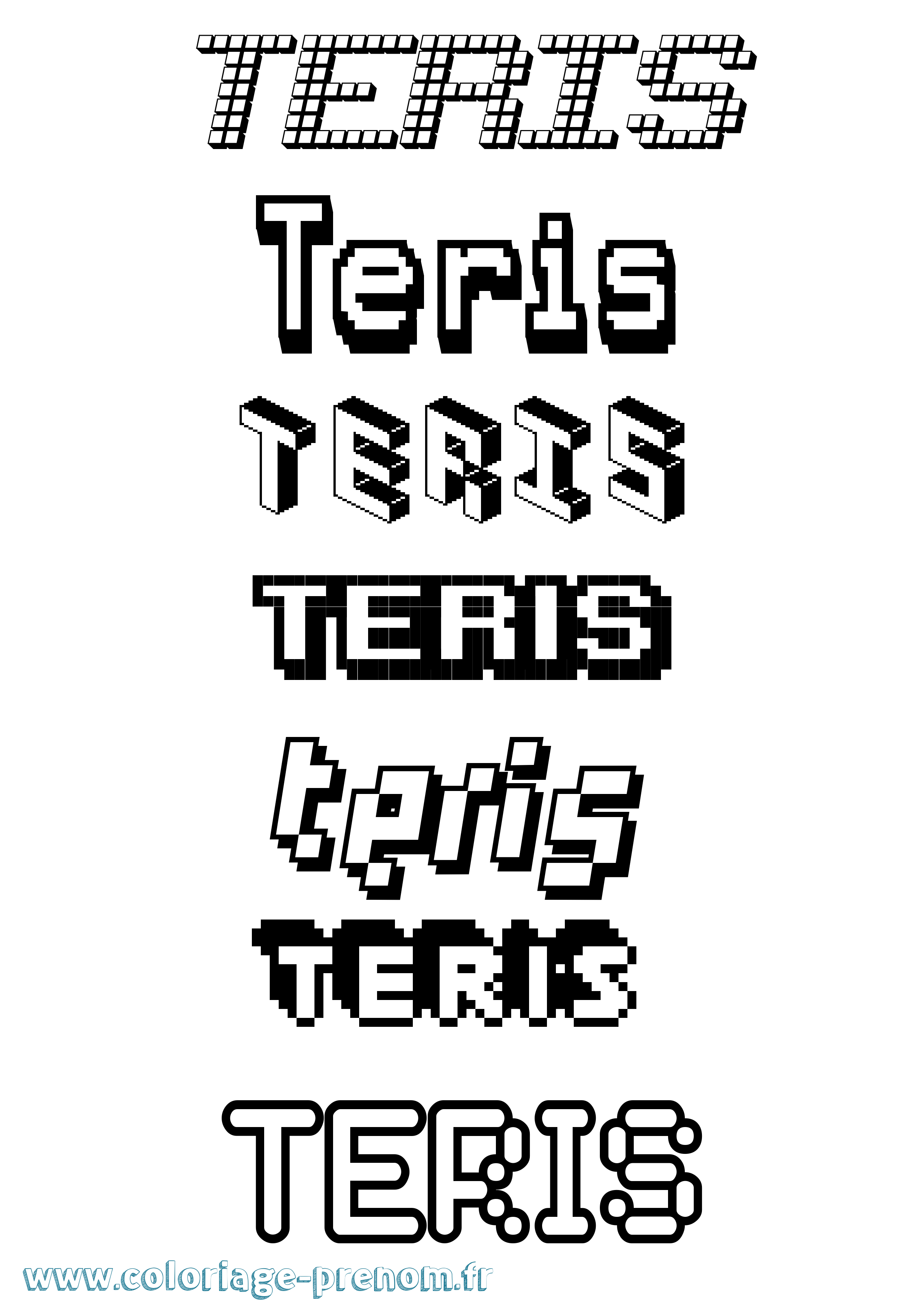 Coloriage prénom Teris Pixel
