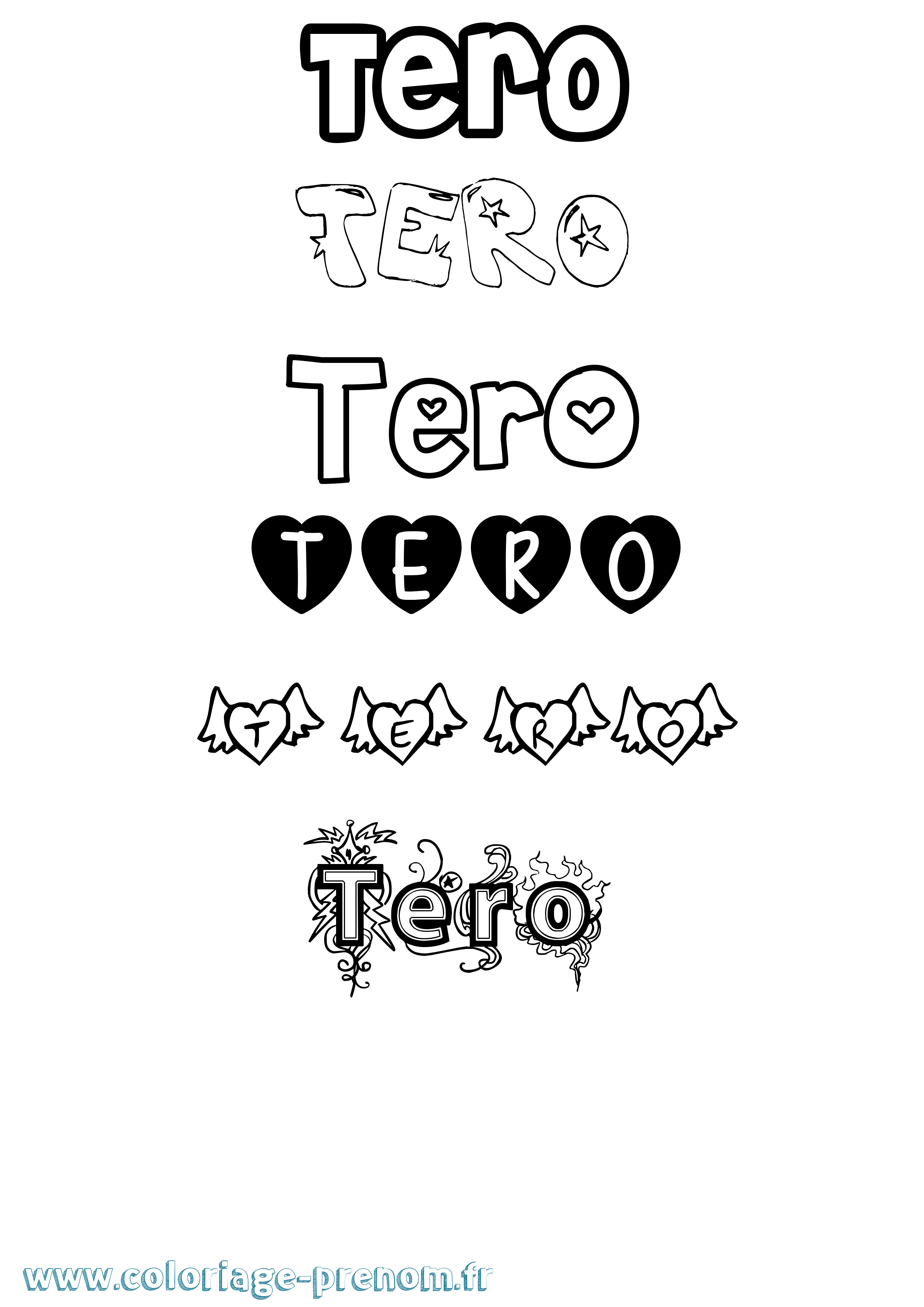Coloriage prénom Tero Girly