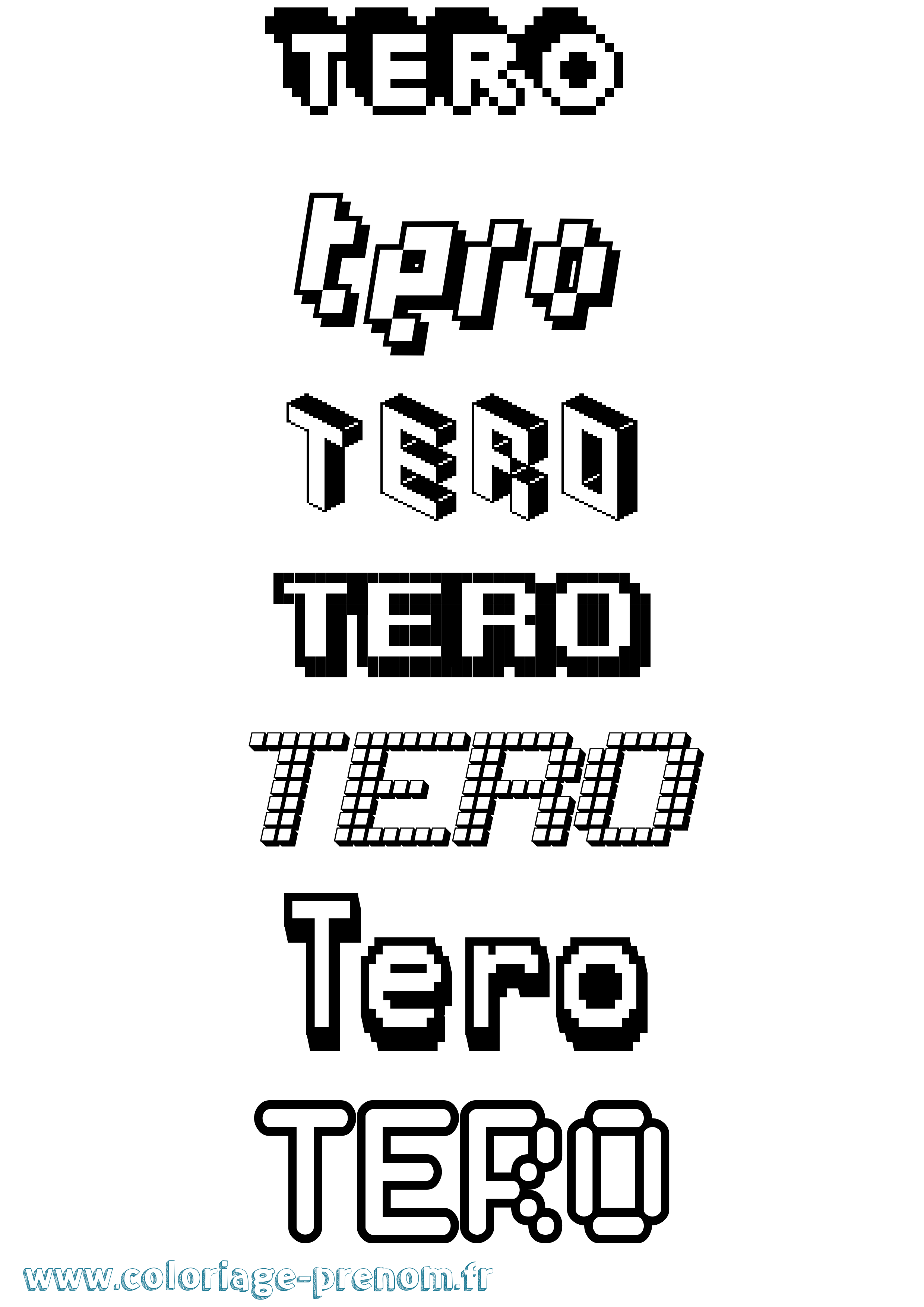 Coloriage prénom Tero Pixel