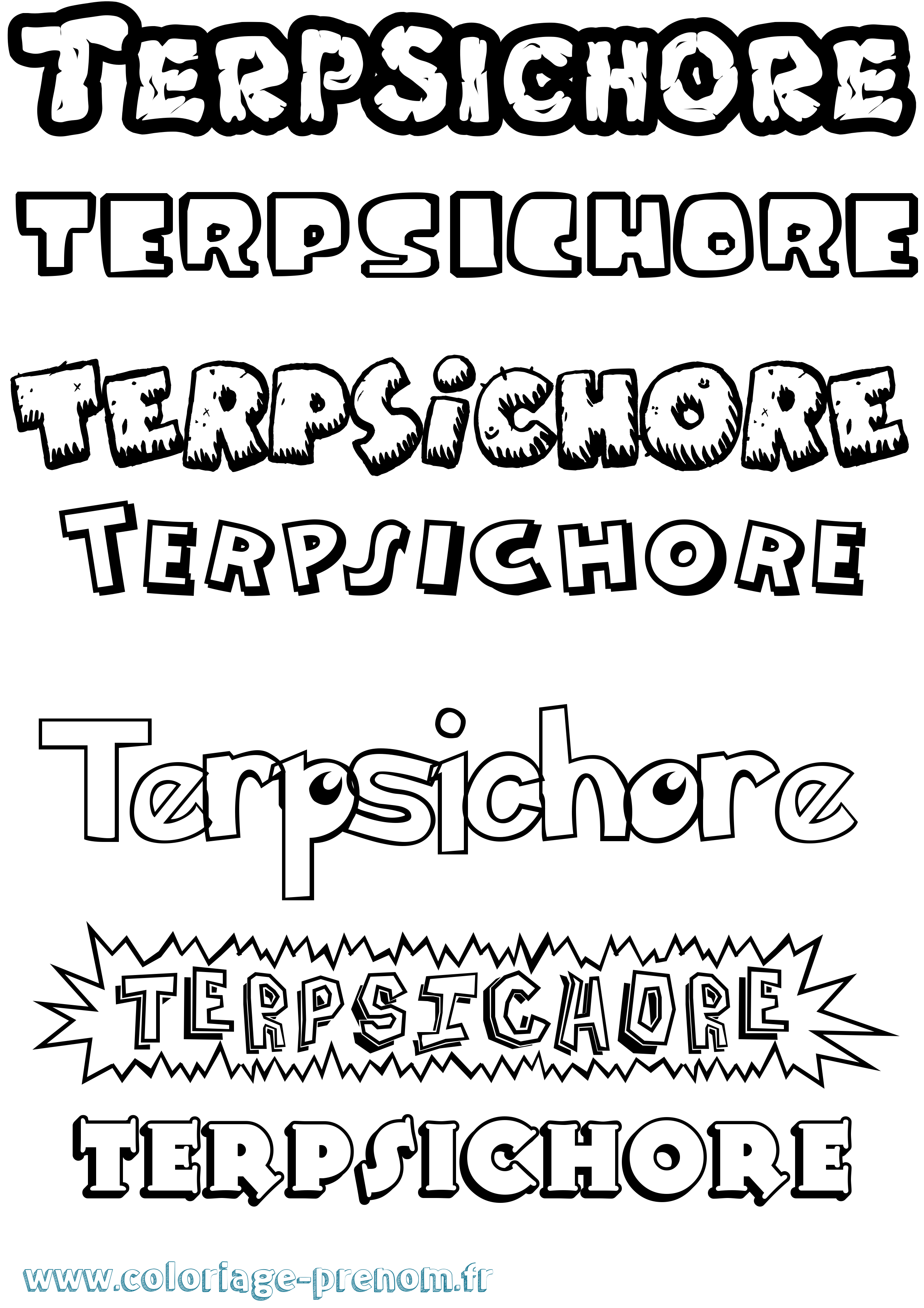 Coloriage prénom Terpsichore Dessin Animé