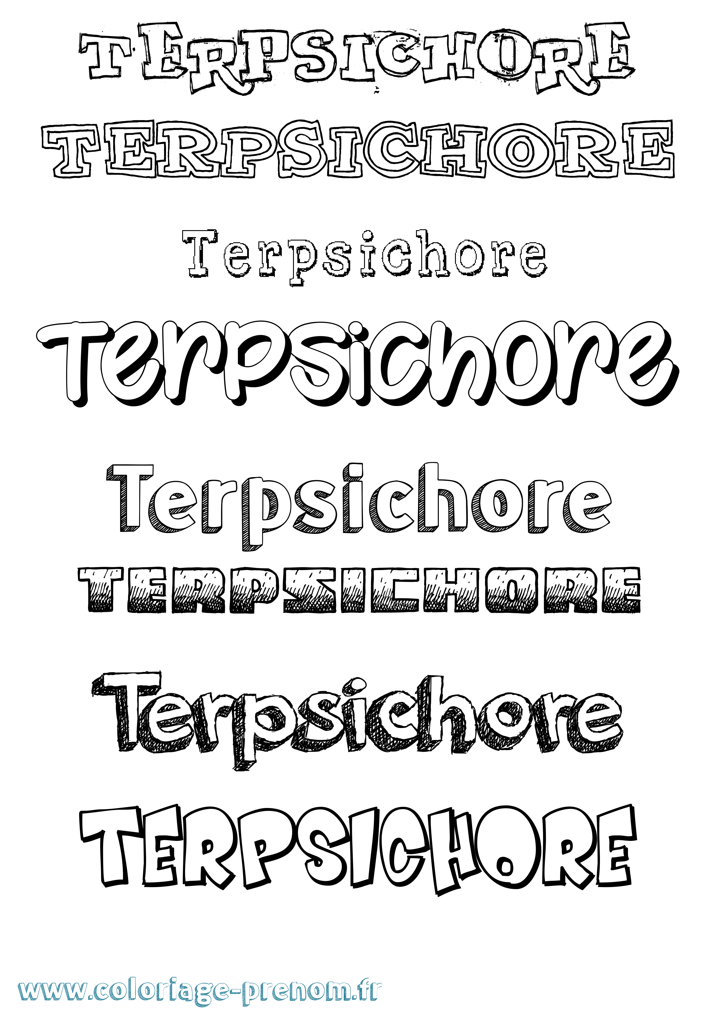 Coloriage prénom Terpsichore Dessiné