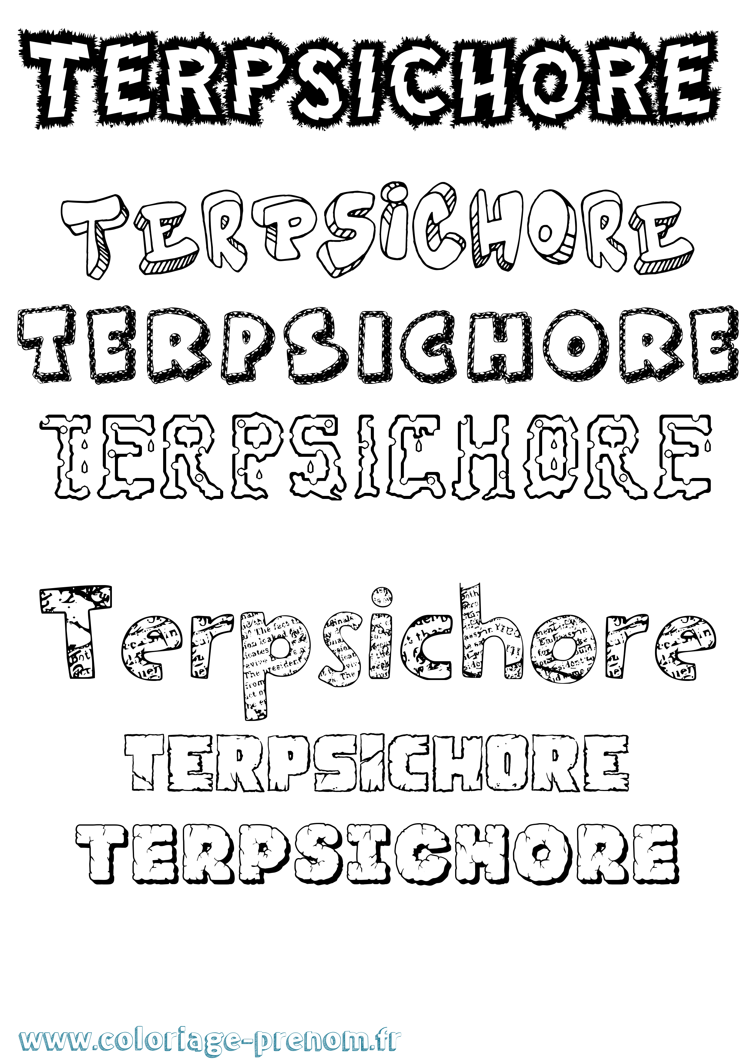 Coloriage prénom Terpsichore Destructuré