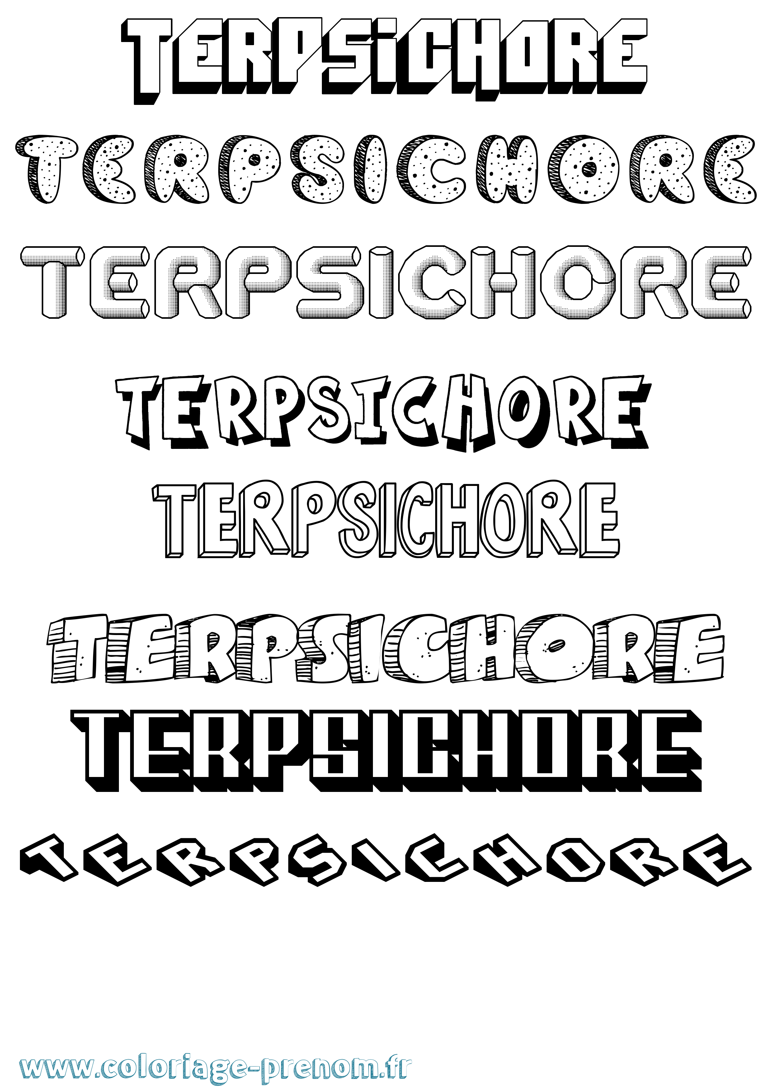 Coloriage prénom Terpsichore Effet 3D