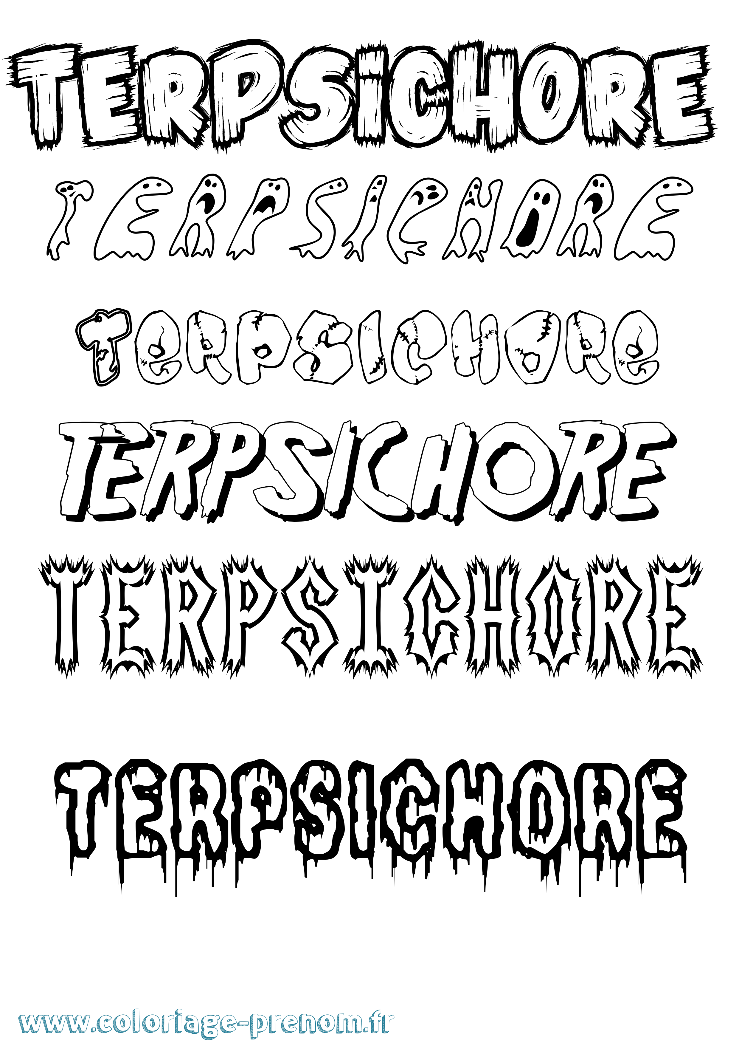 Coloriage prénom Terpsichore Frisson
