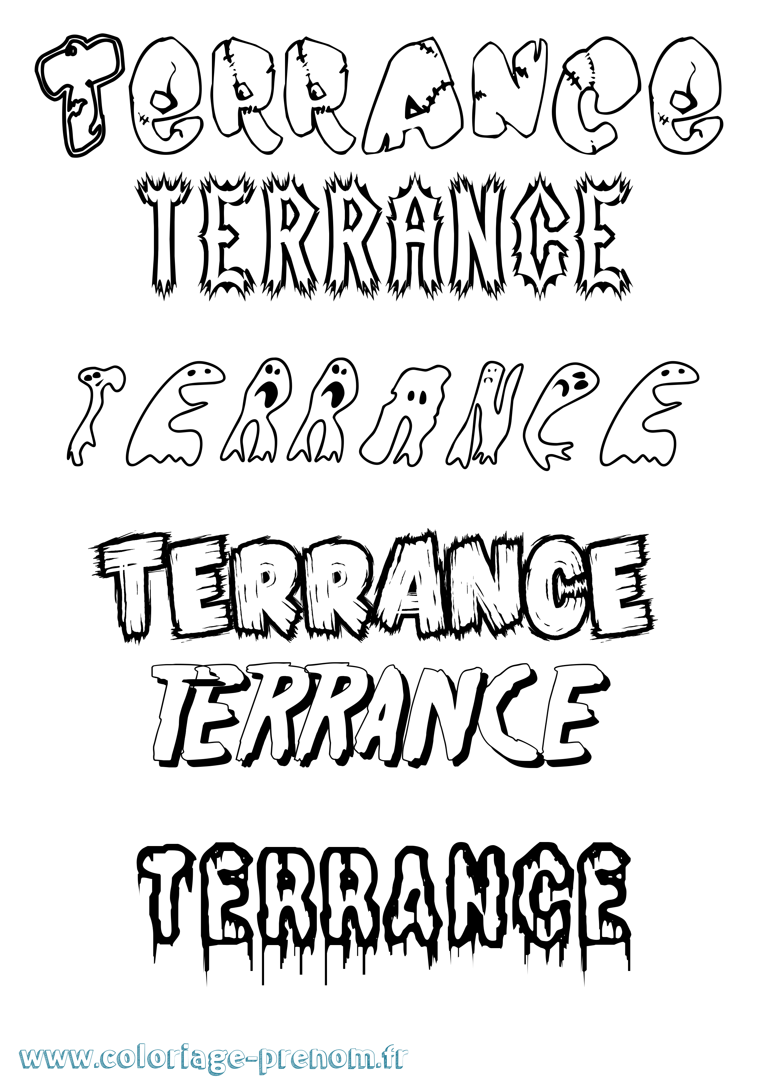 Coloriage prénom Terrance Frisson