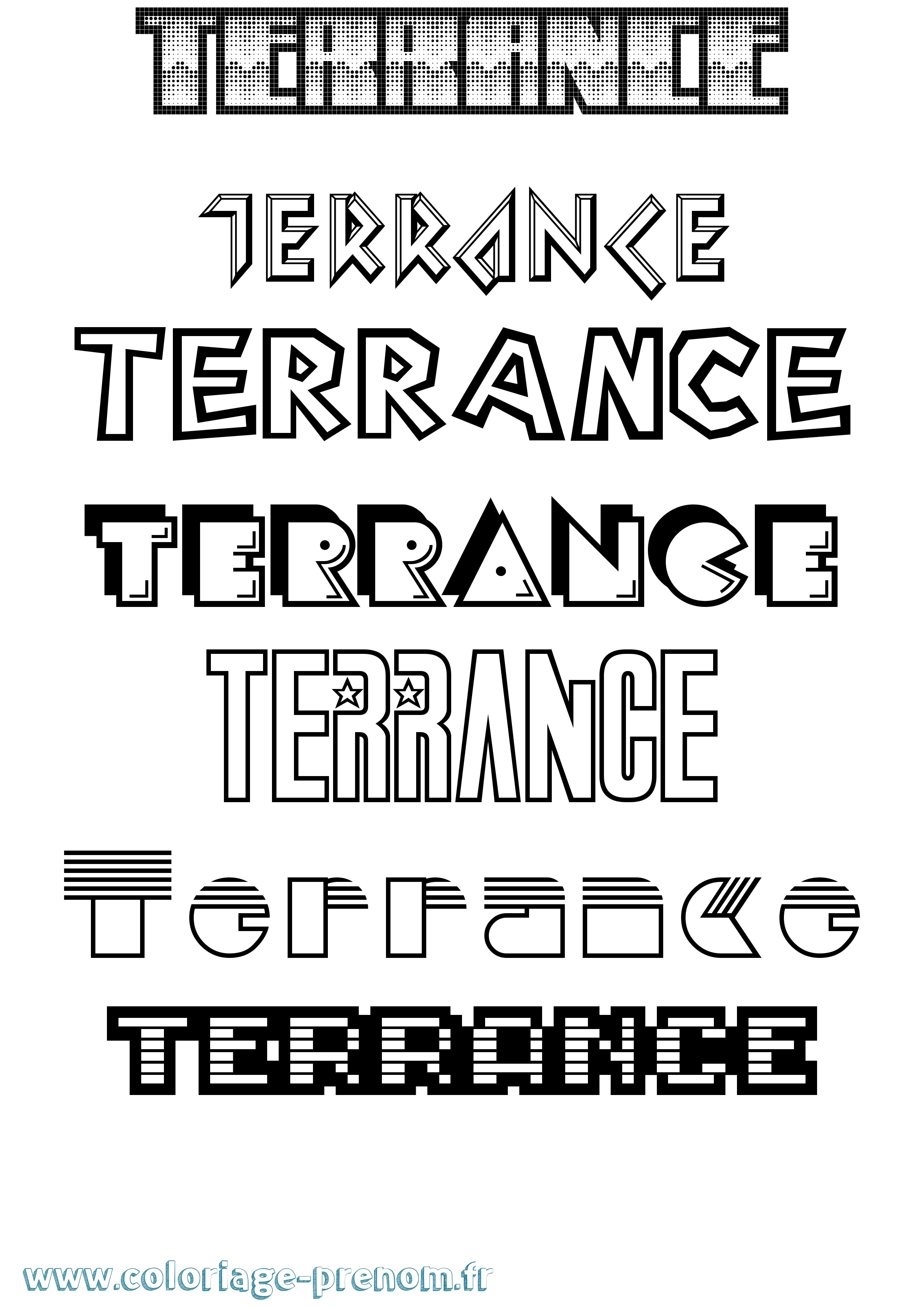 Coloriage prénom Terrance Jeux Vidéos