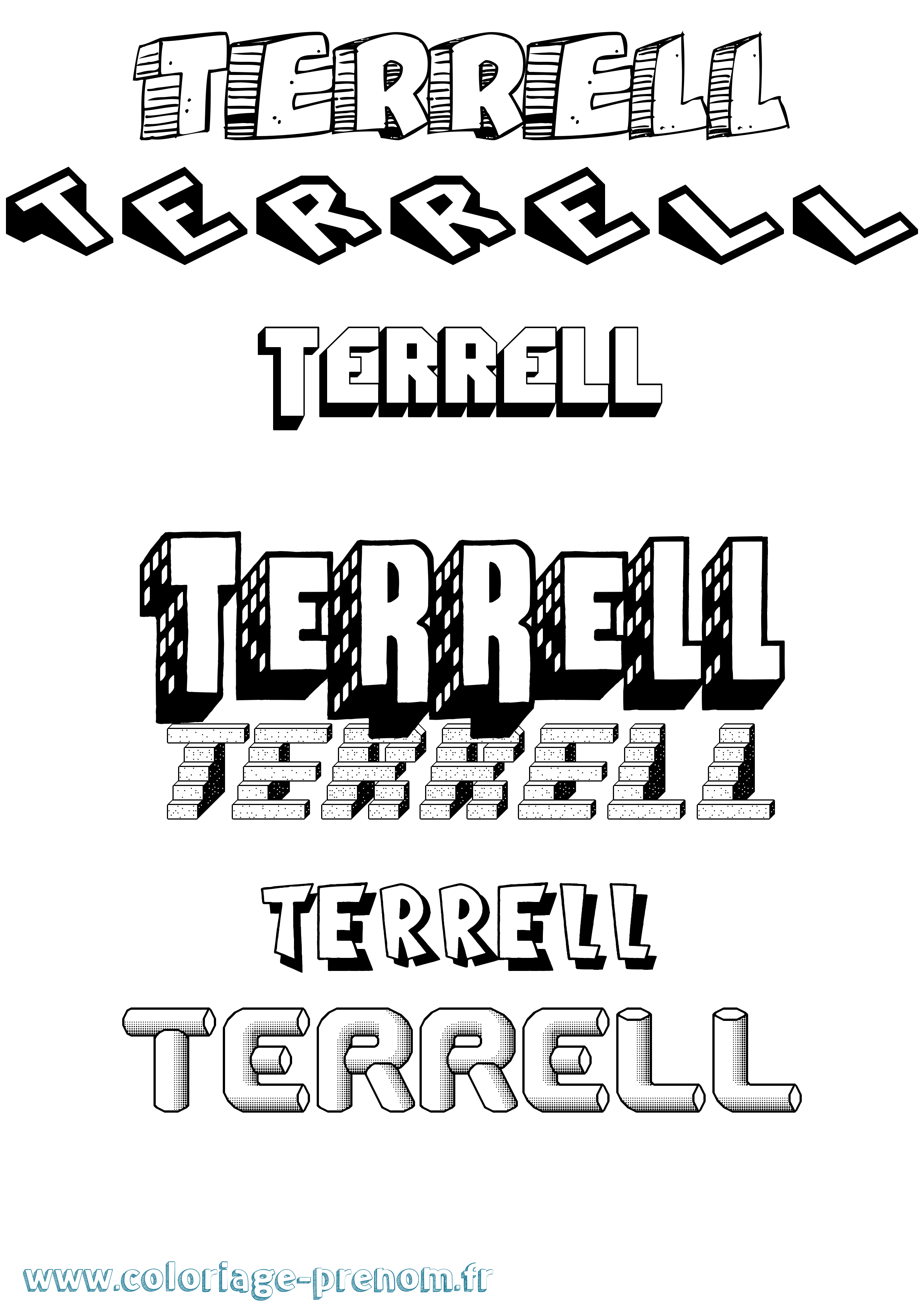 Coloriage prénom Terrell Effet 3D