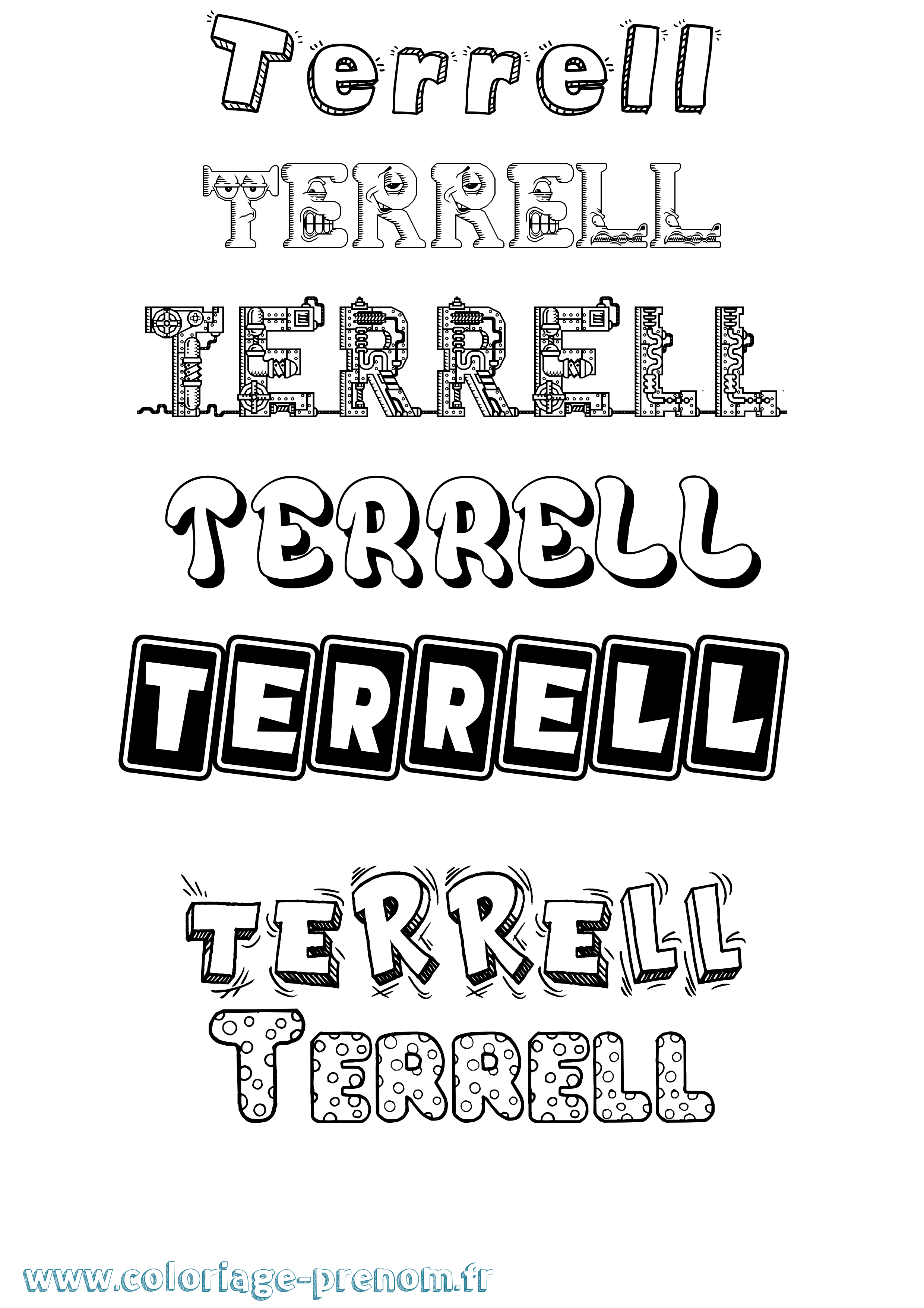 Coloriage prénom Terrell Fun