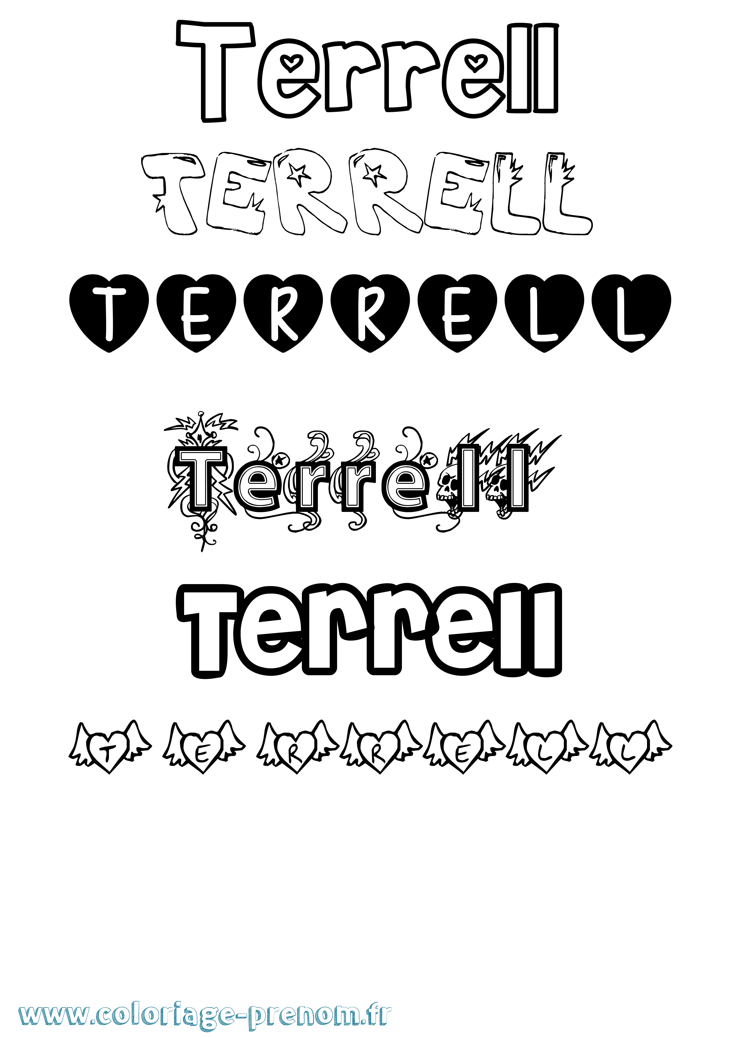 Coloriage prénom Terrell Girly