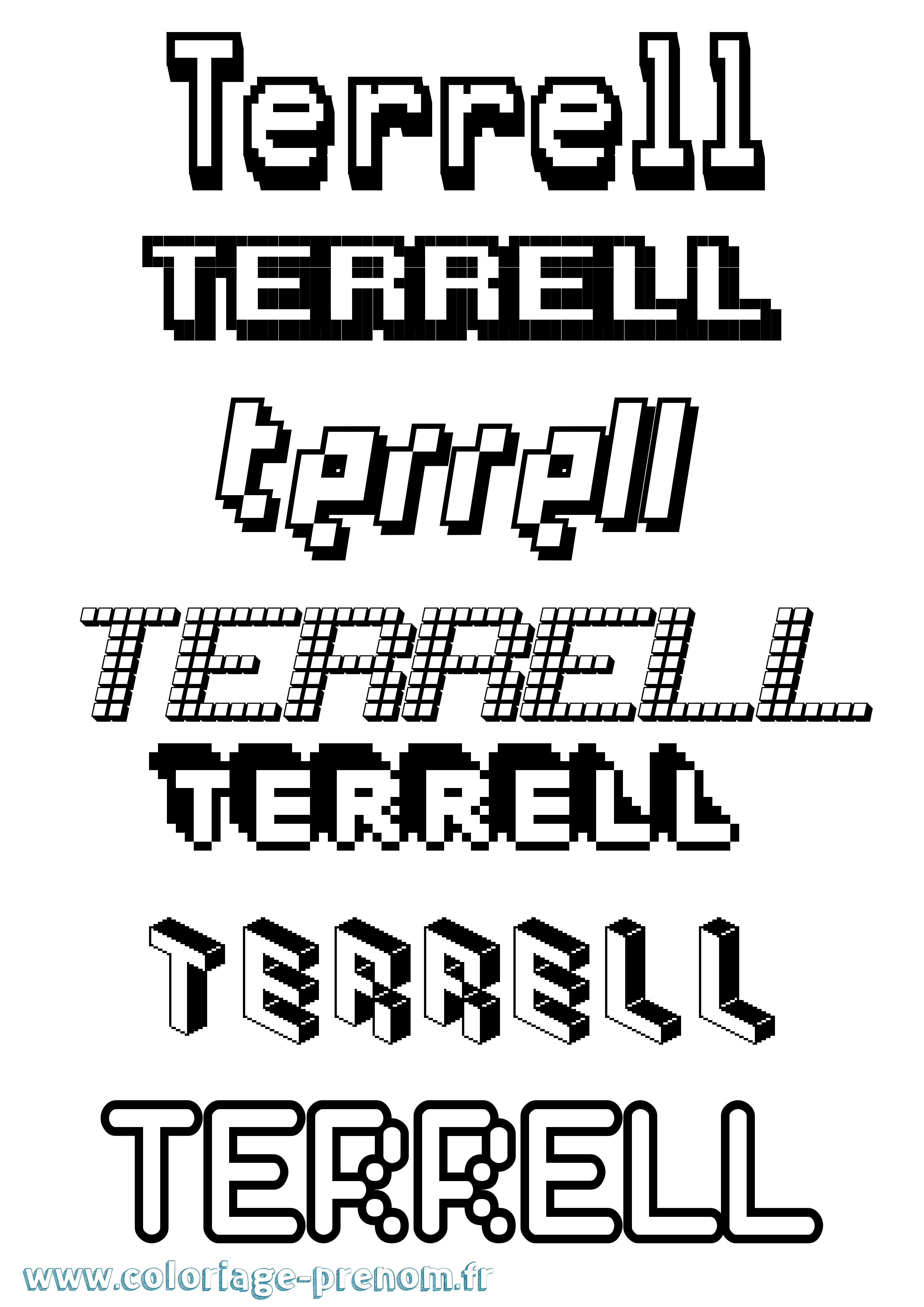 Coloriage prénom Terrell Pixel