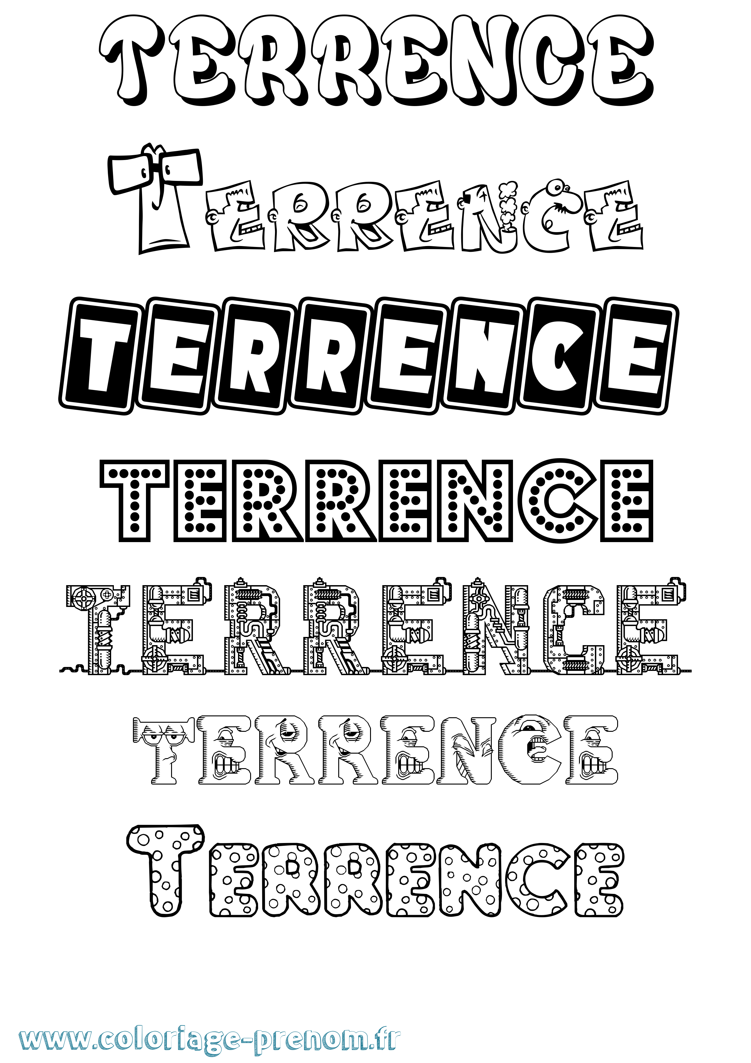 Coloriage prénom Terrence Fun