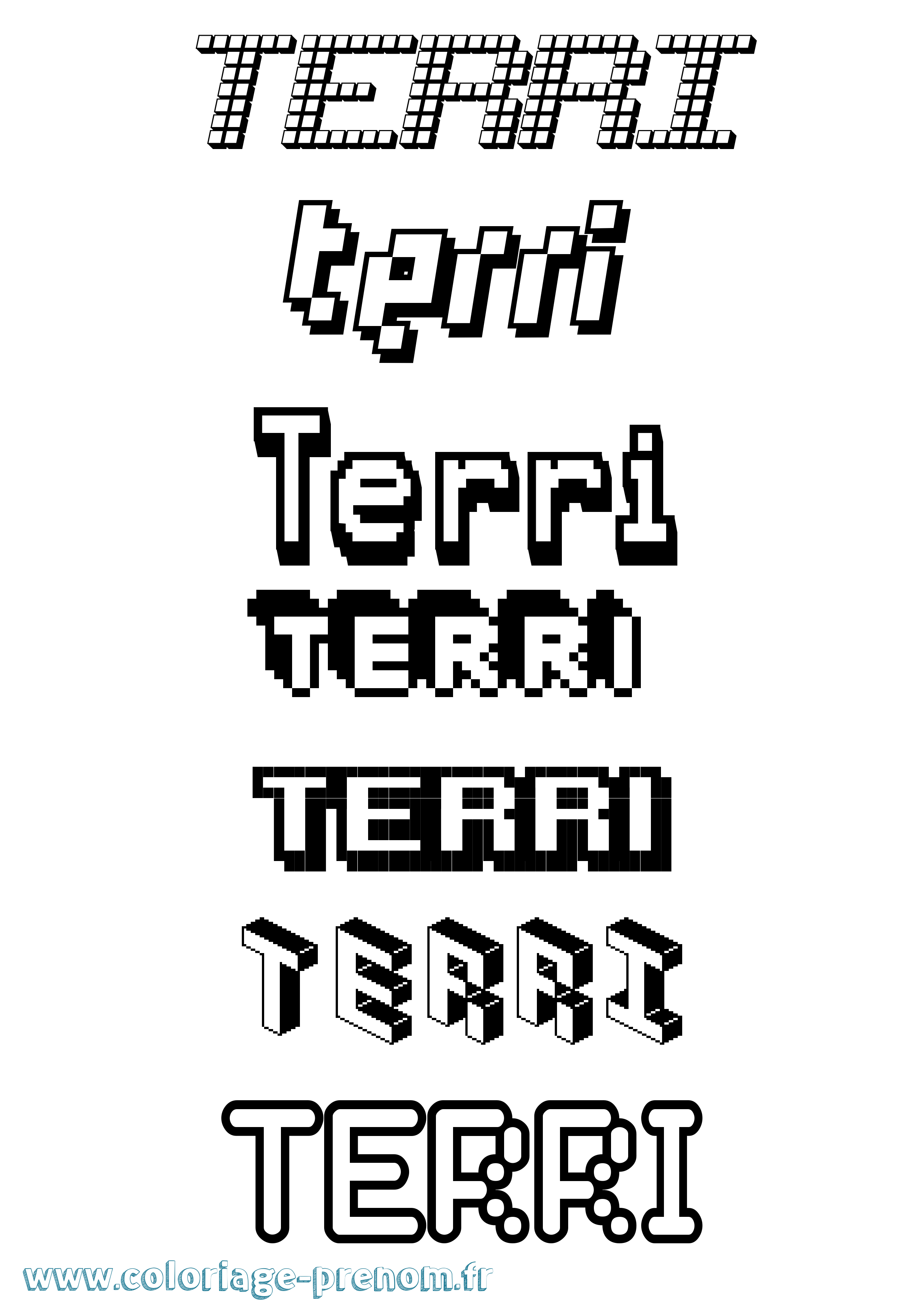 Coloriage prénom Terri Pixel
