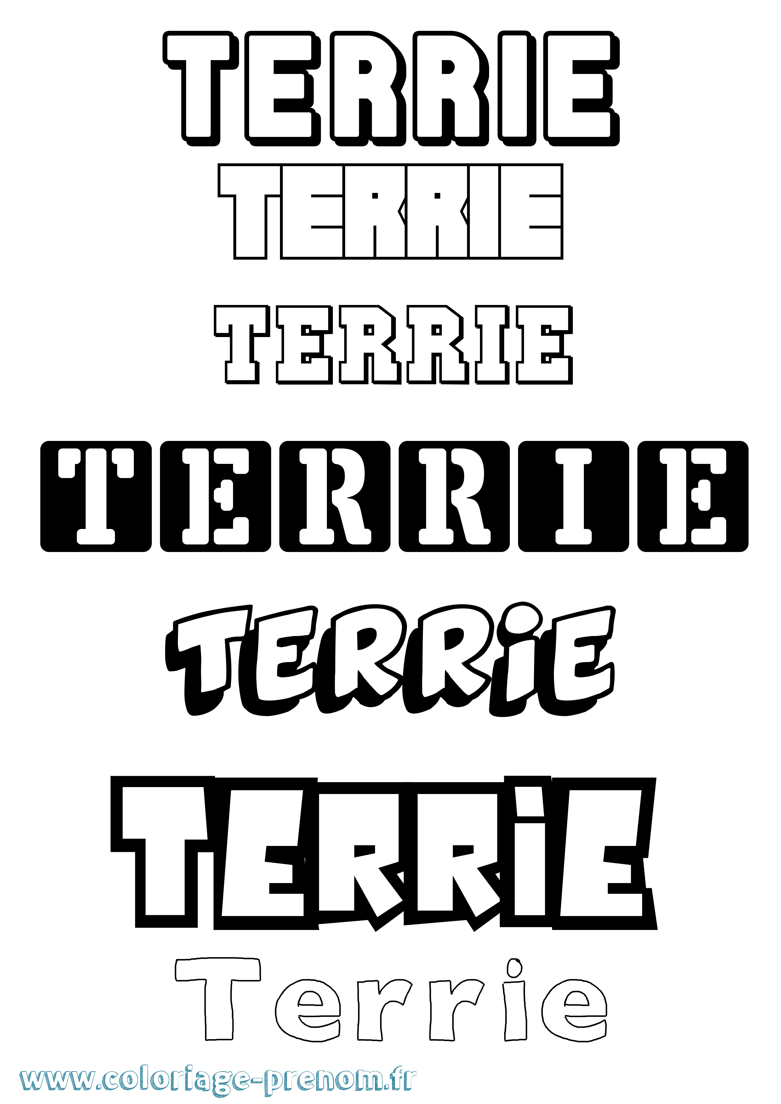 Coloriage prénom Terrie Simple