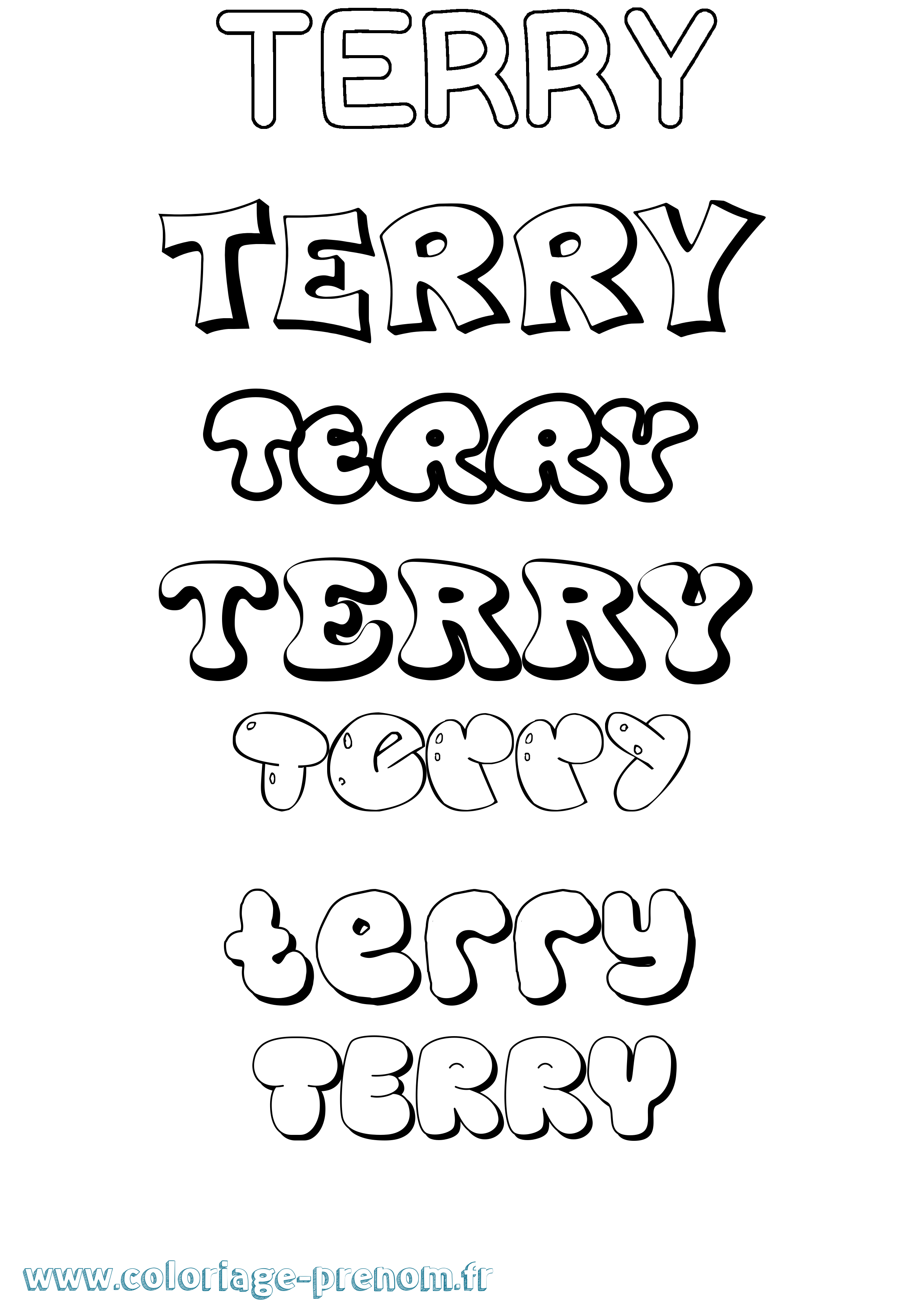 Coloriage prénom Terry Bubble