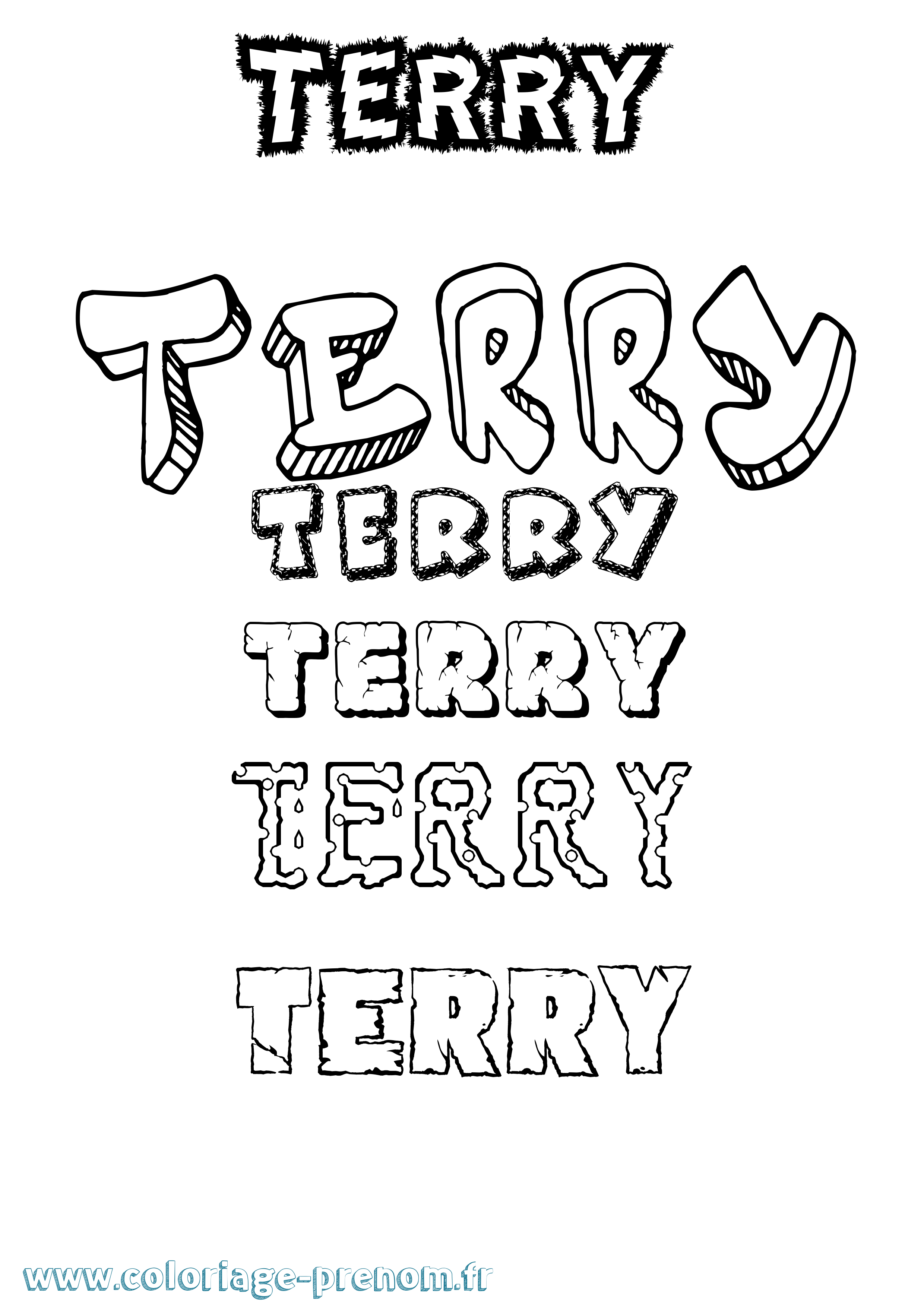 Coloriage prénom Terry Destructuré