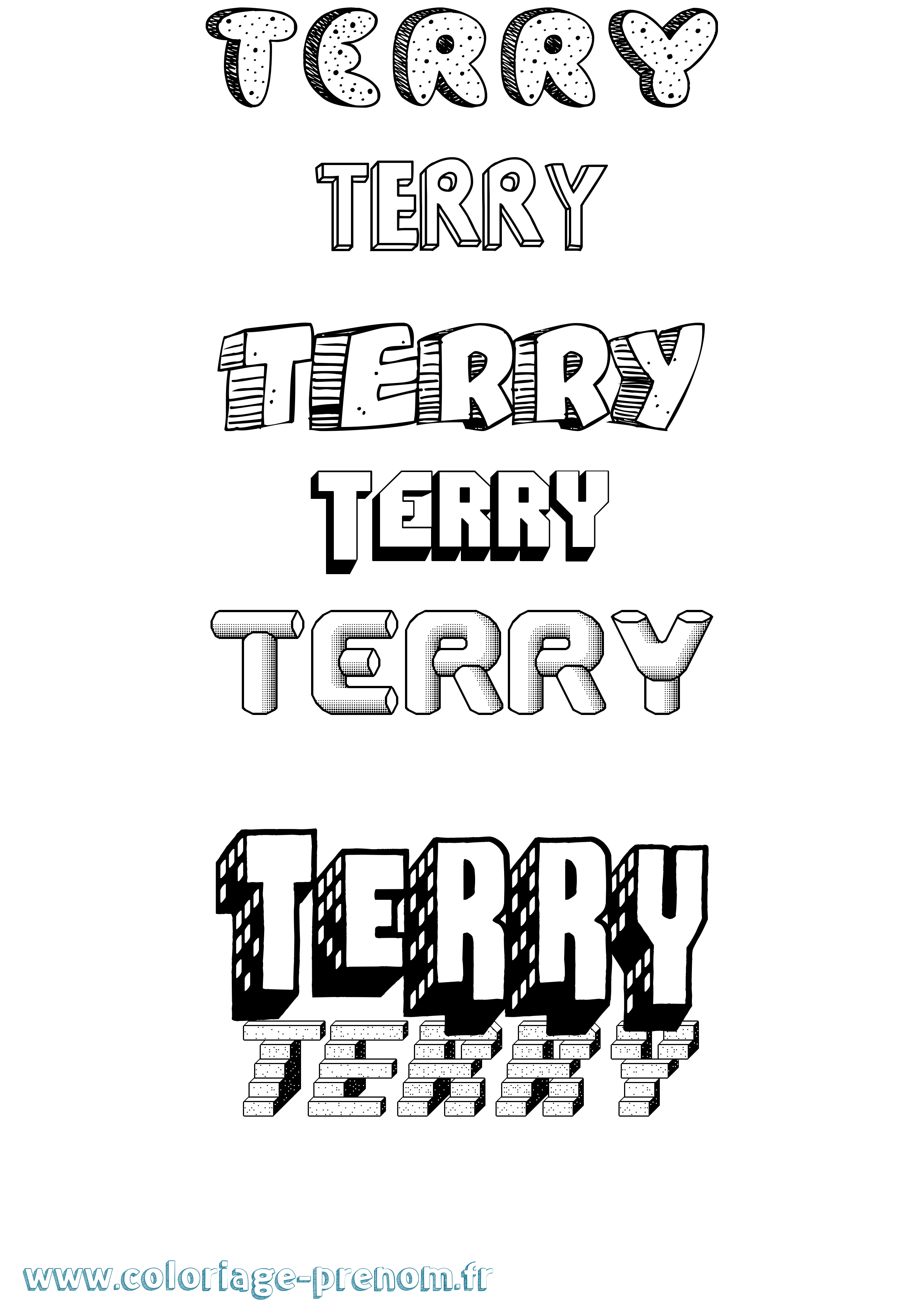 Coloriage prénom Terry Effet 3D