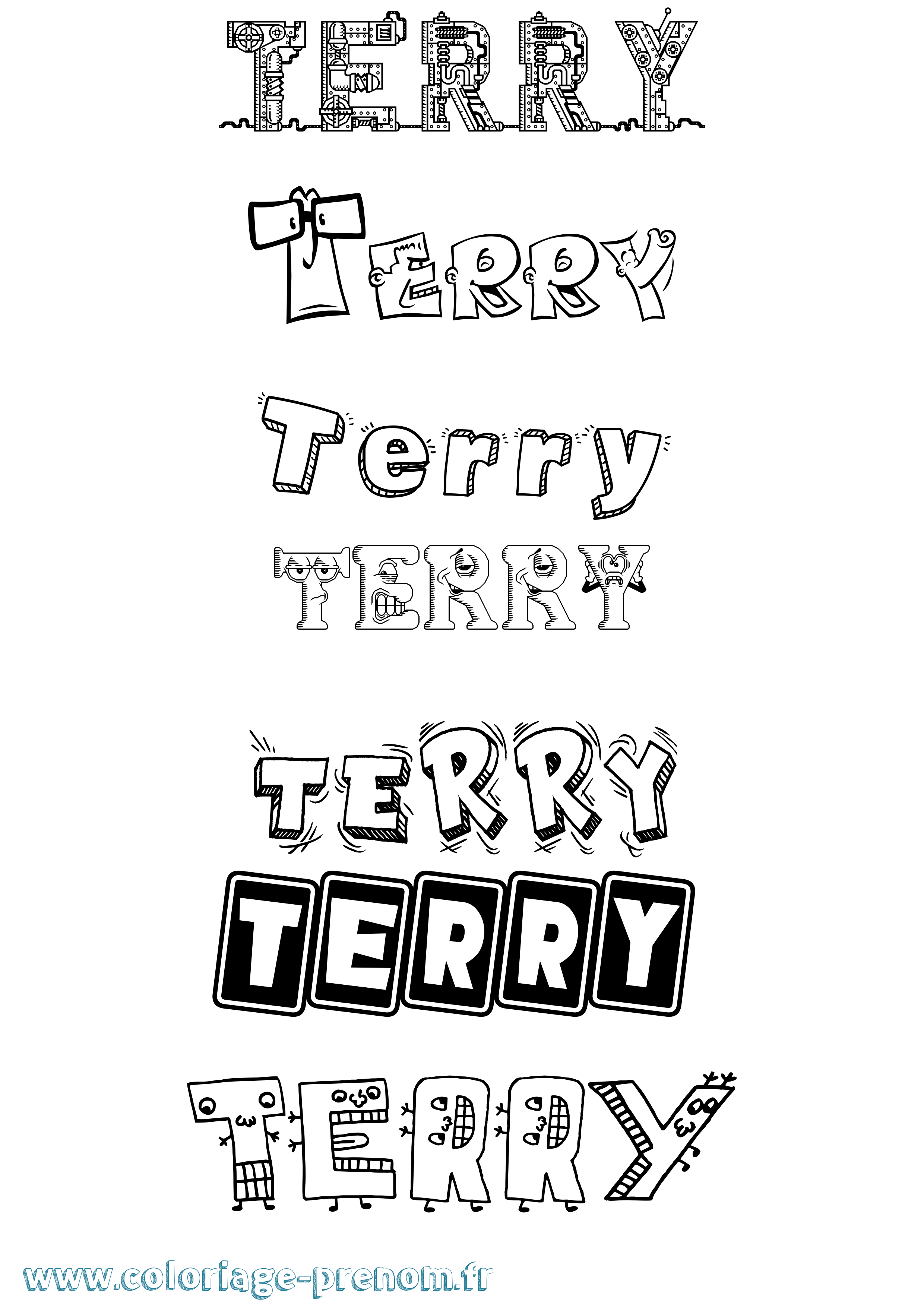 Coloriage prénom Terry Fun