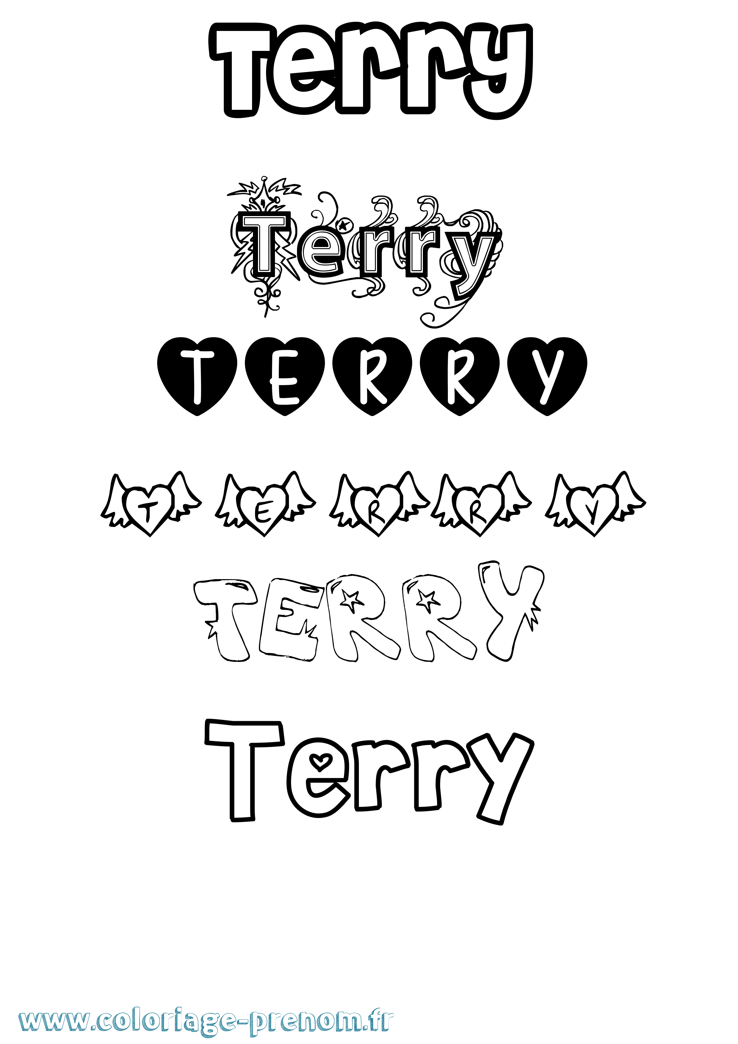 Coloriage prénom Terry Girly