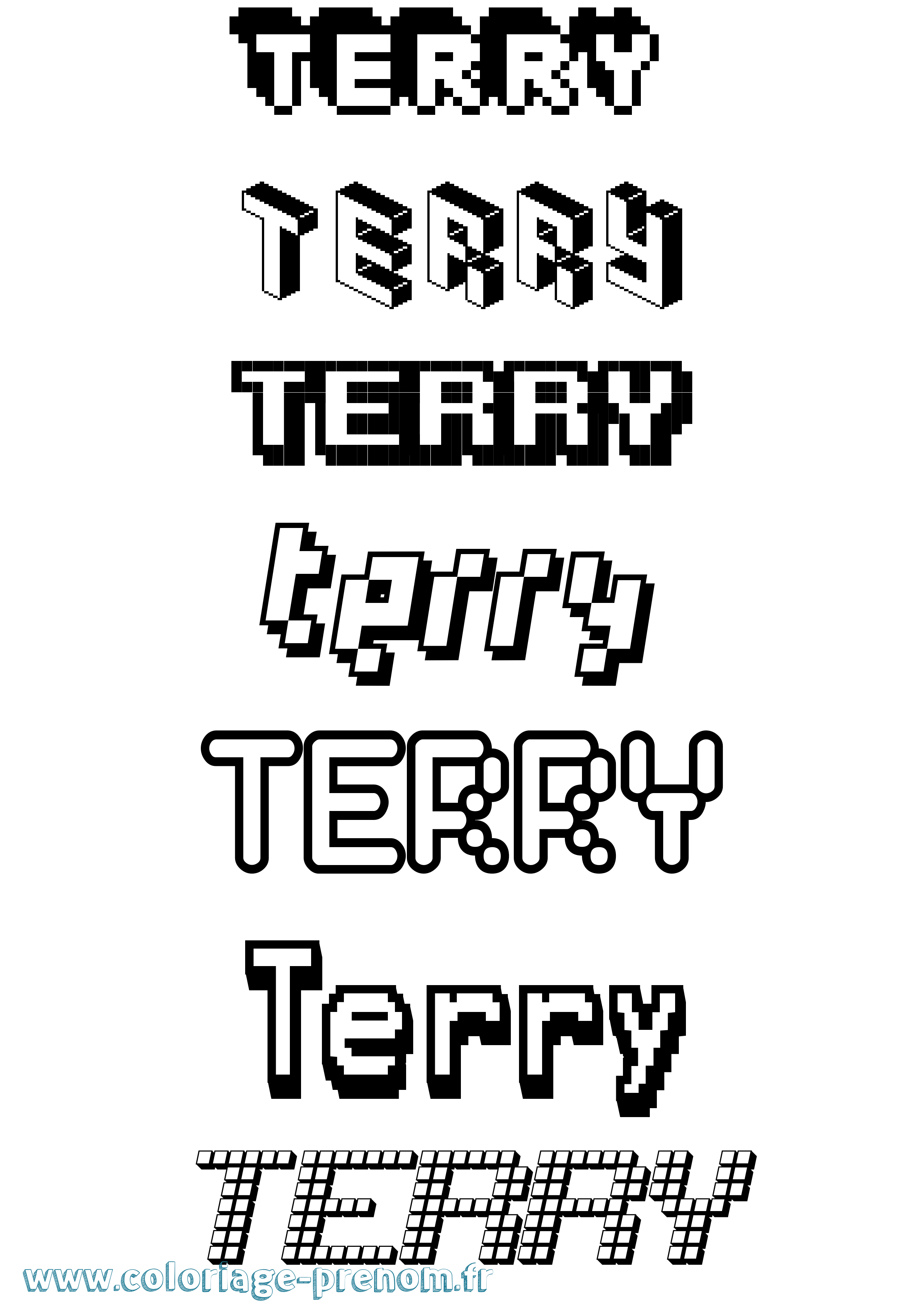 Coloriage prénom Terry Pixel