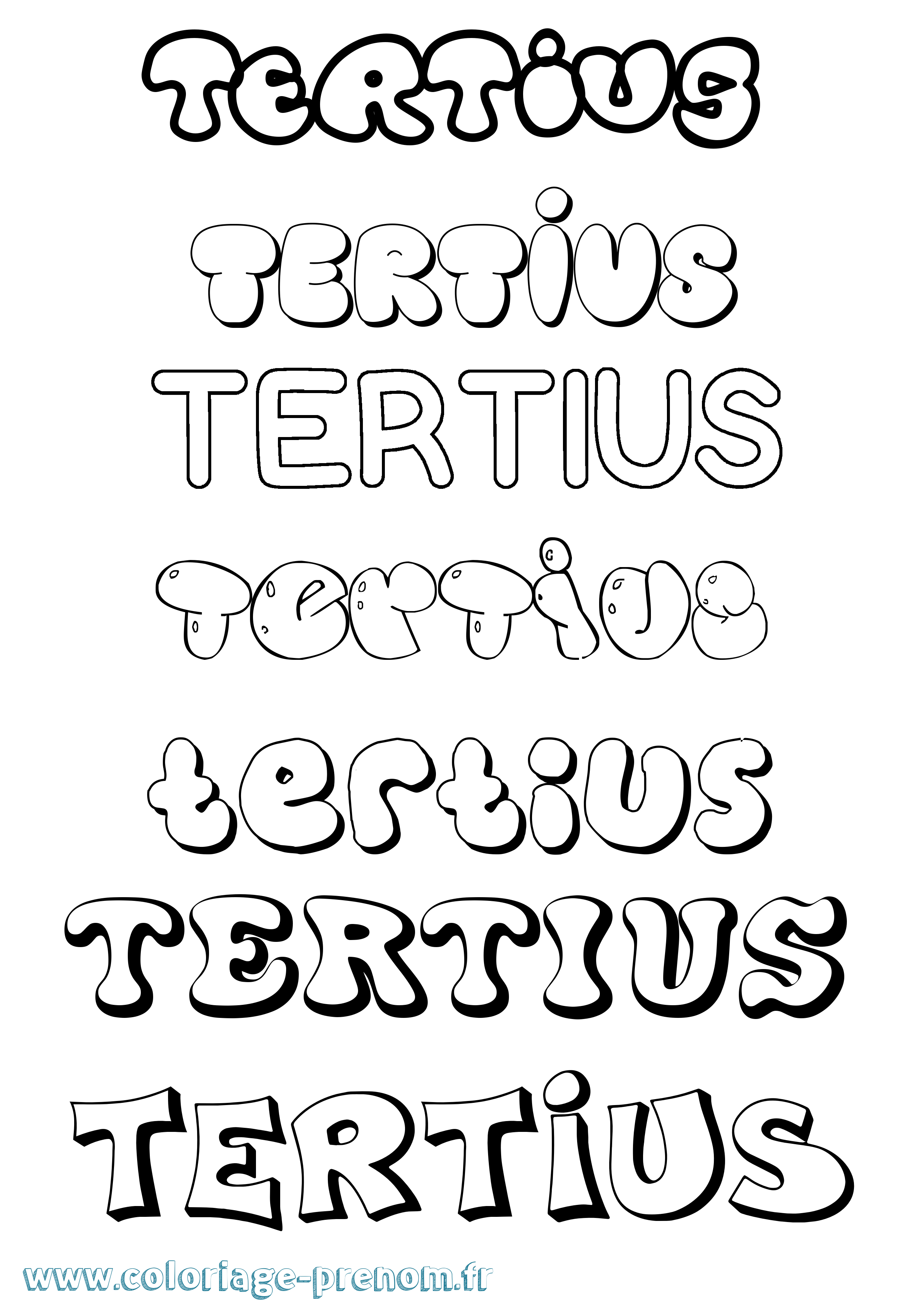 Coloriage prénom Tertius Bubble