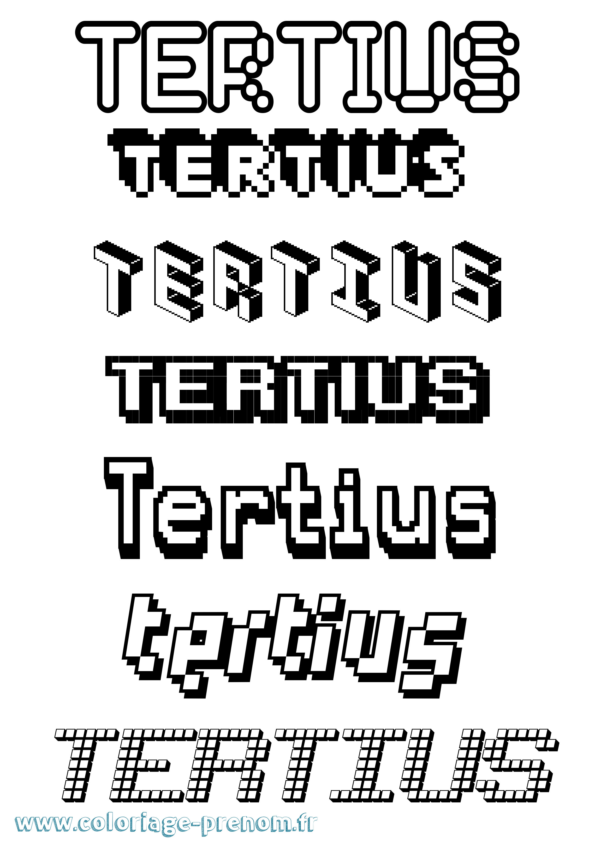 Coloriage prénom Tertius Pixel