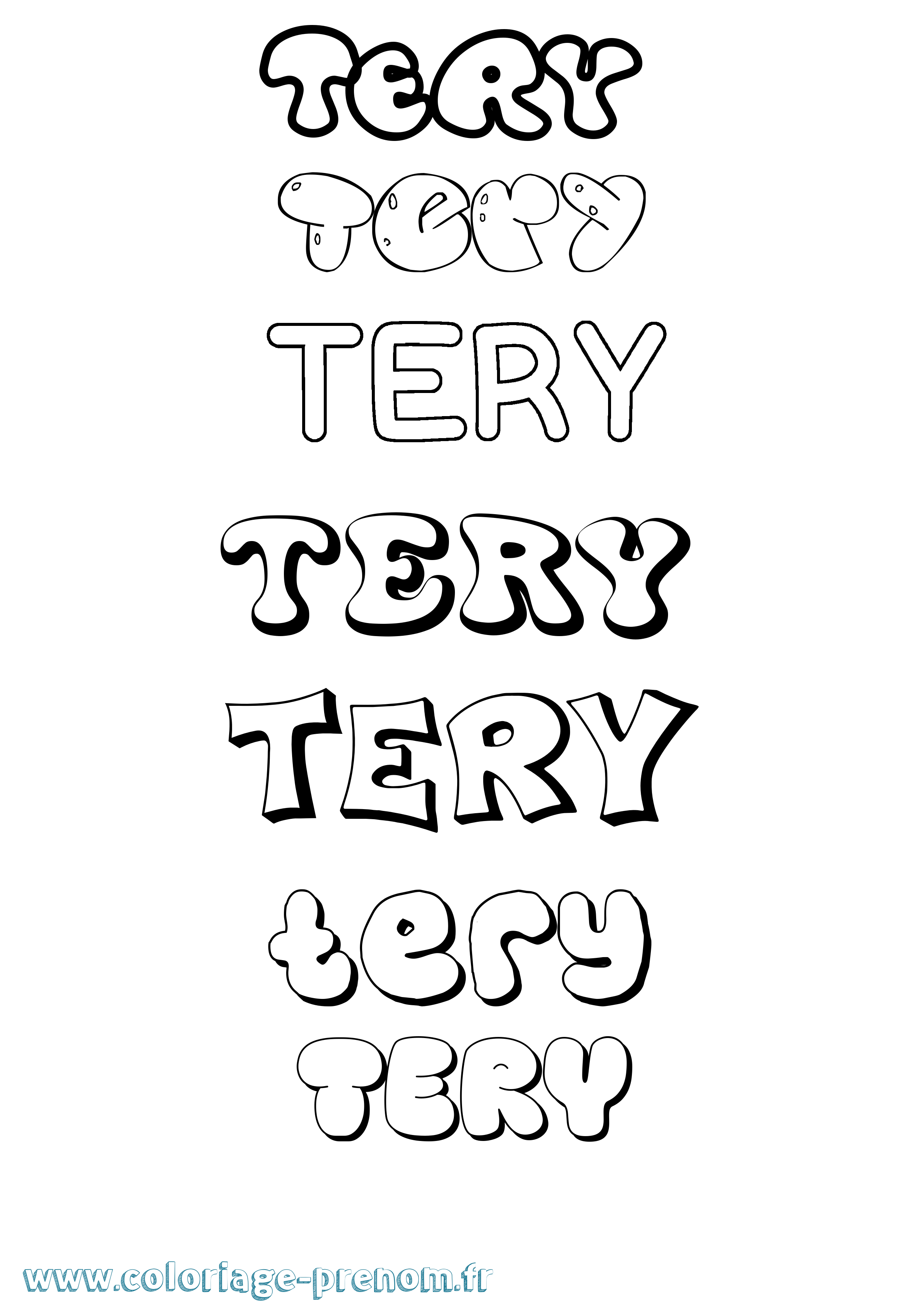 Coloriage prénom Tery Bubble