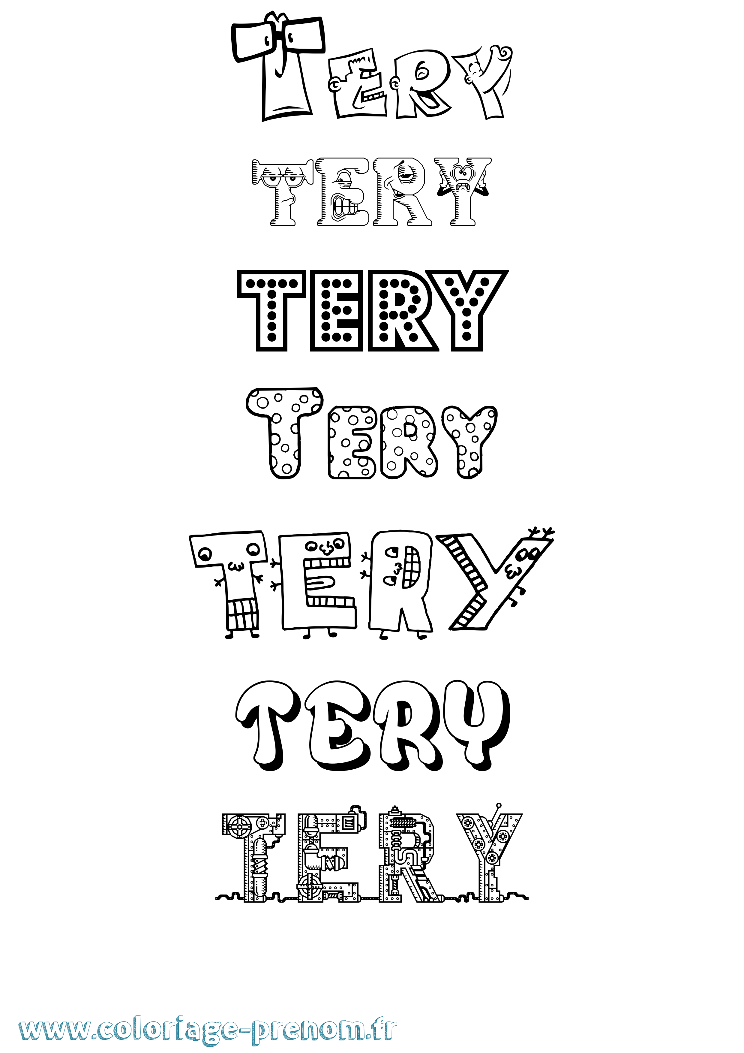 Coloriage prénom Tery Fun