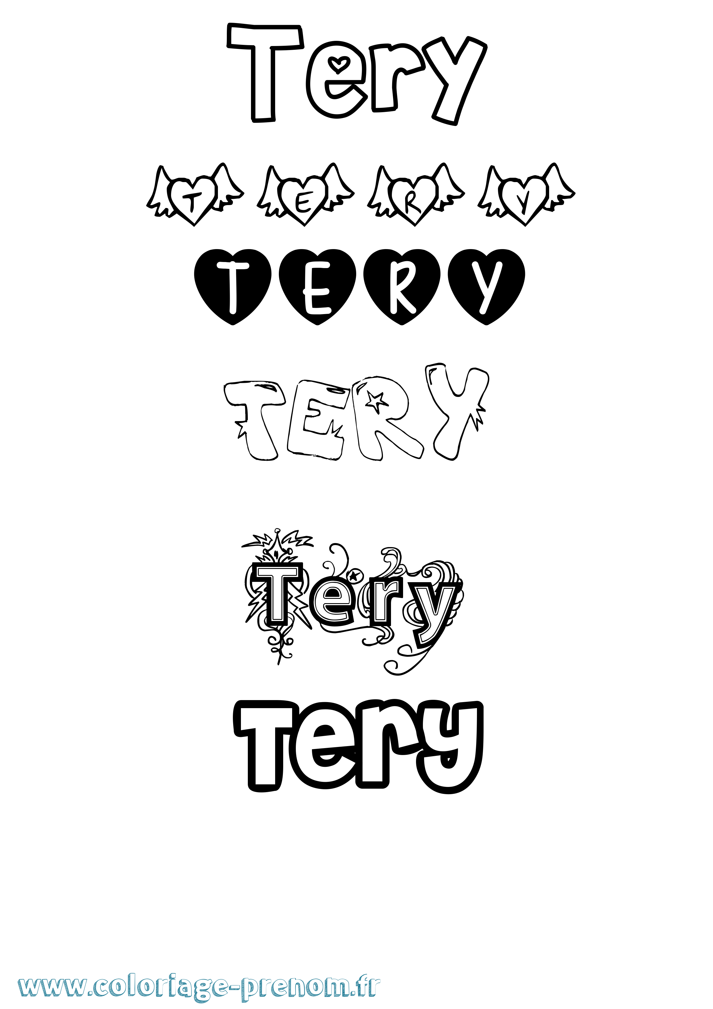 Coloriage prénom Tery Girly