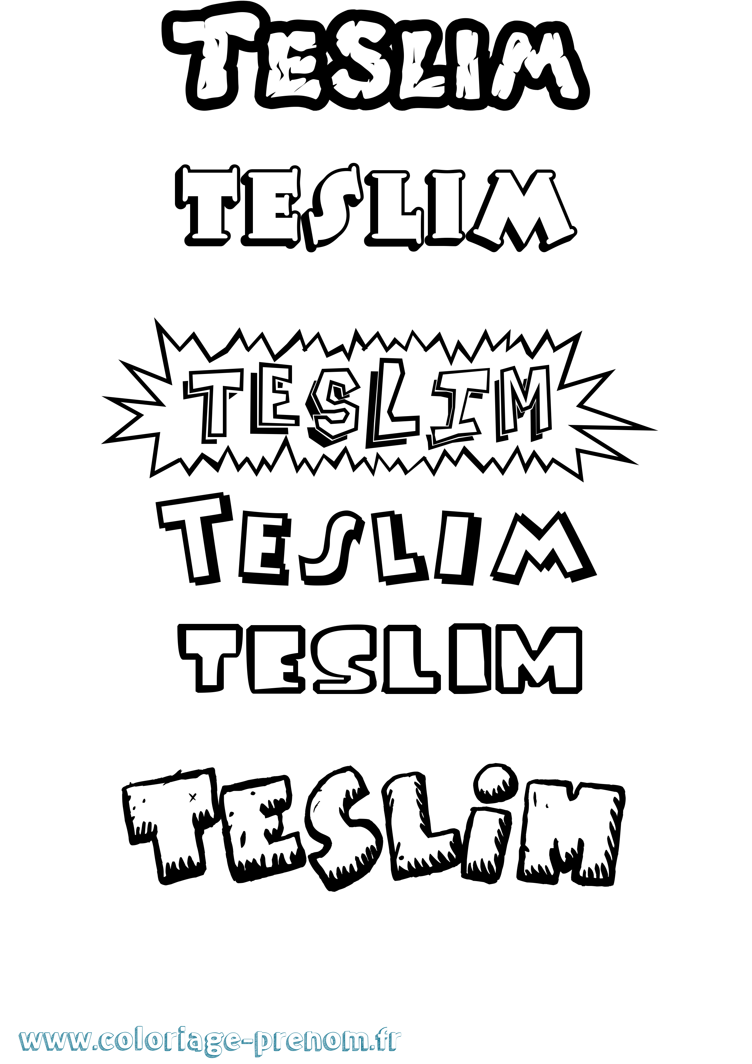 Coloriage prénom Teslim Dessin Animé