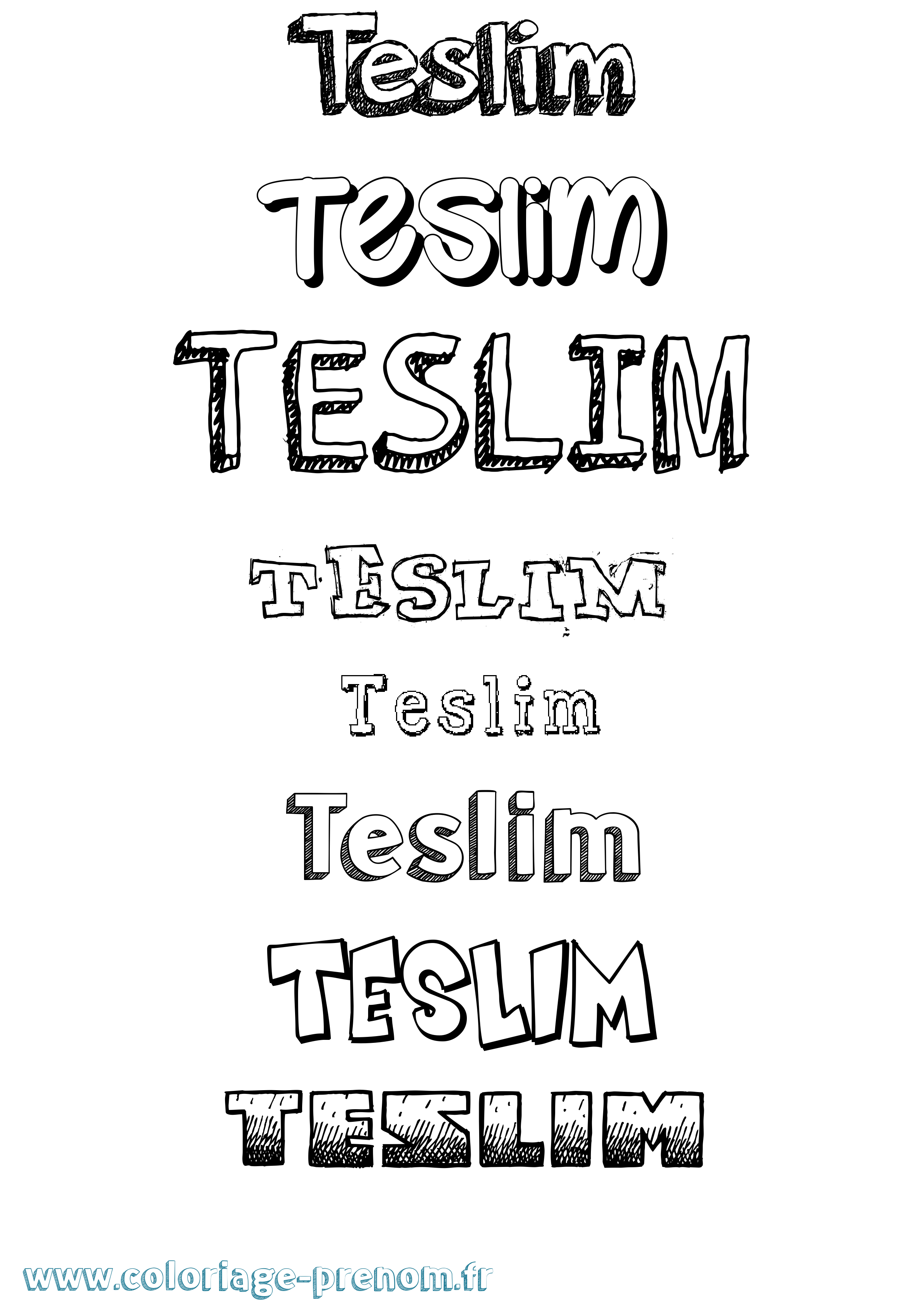 Coloriage prénom Teslim Dessiné