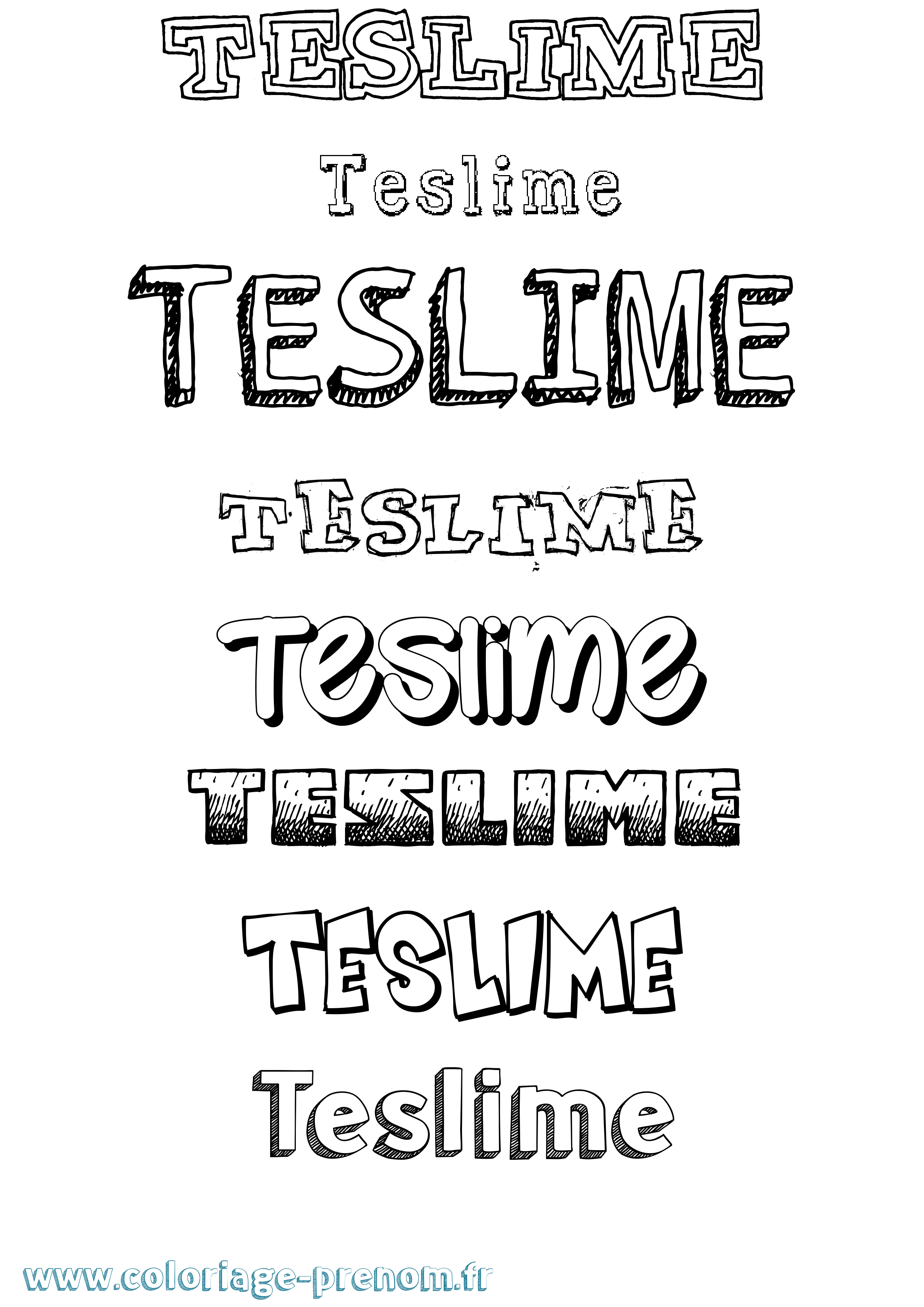 Coloriage prénom Teslime Dessiné