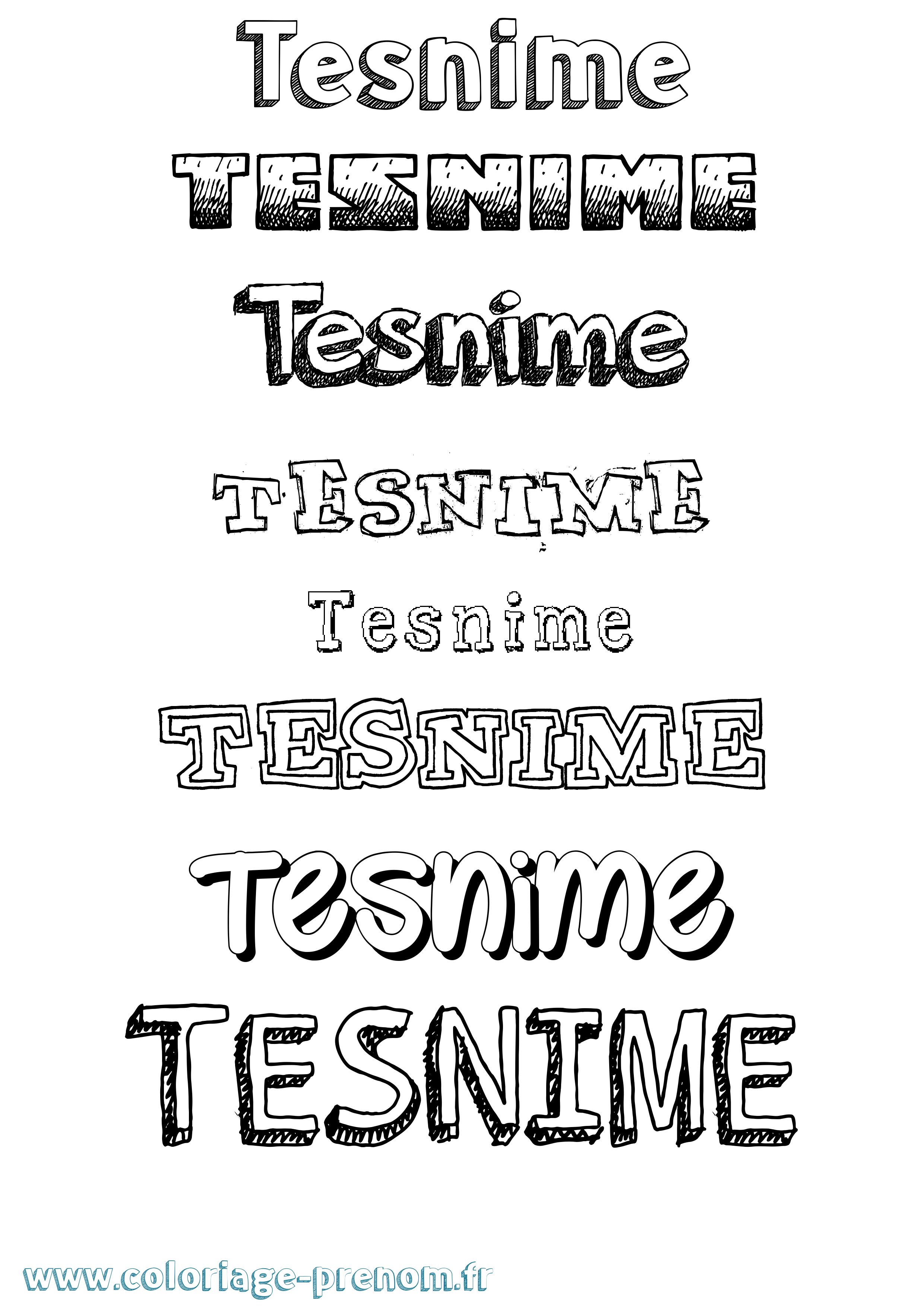 Coloriage Tesnime Dessiné Coloriage prénom Tesnime Dessiné