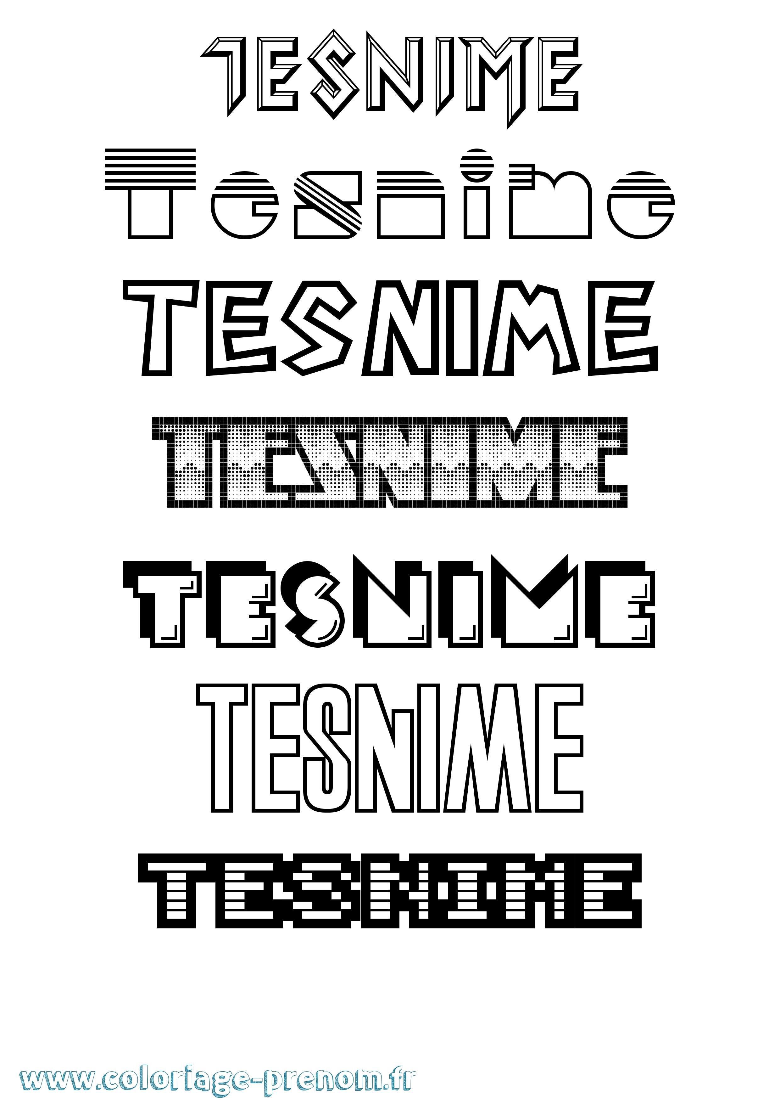 Coloriage Tesnime Jeux Vidéos Coloriage prénom Tesnime Jeux Vidéos