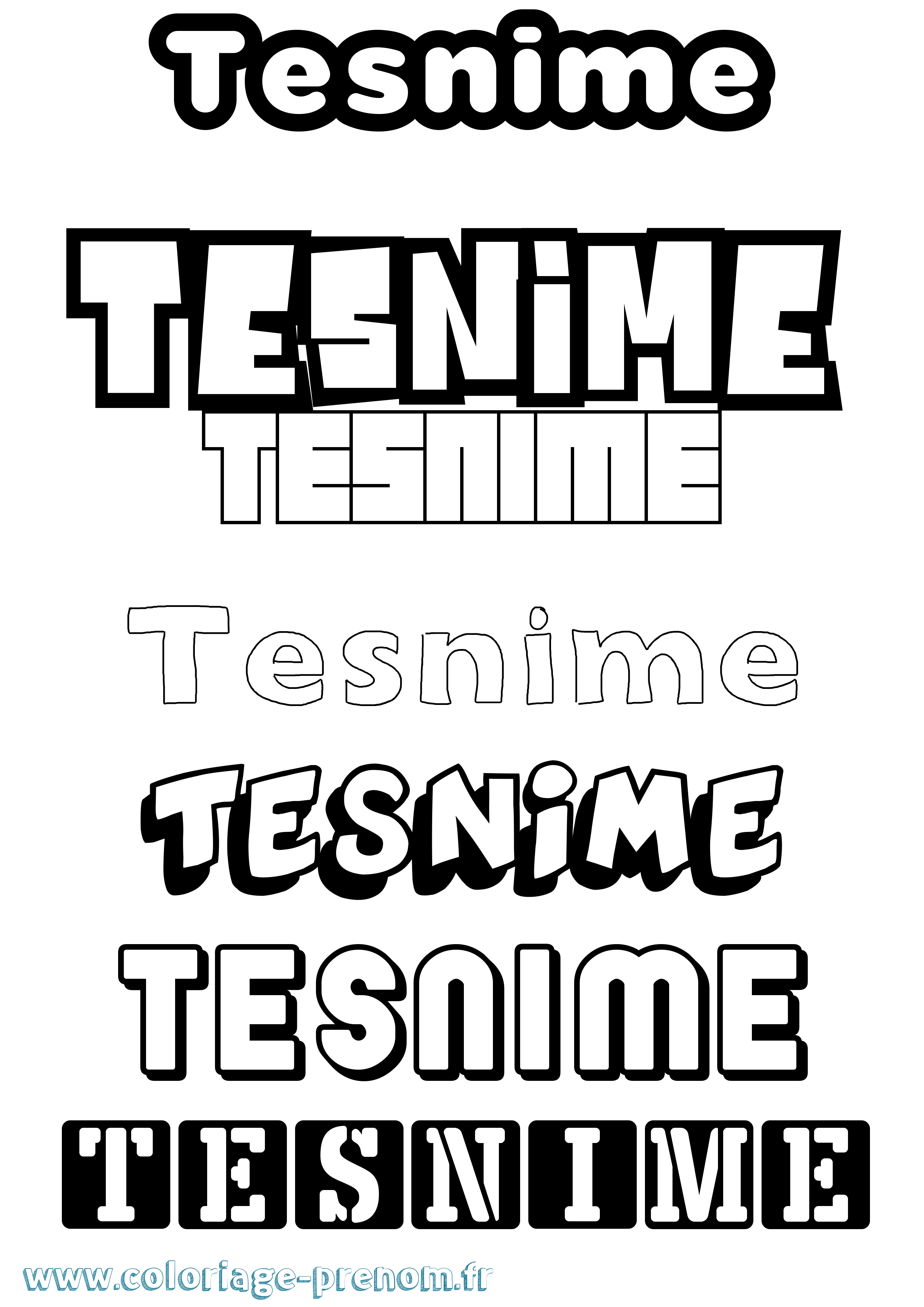 Coloriage Tesnime Simple Coloriage prénom Tesnime Simple