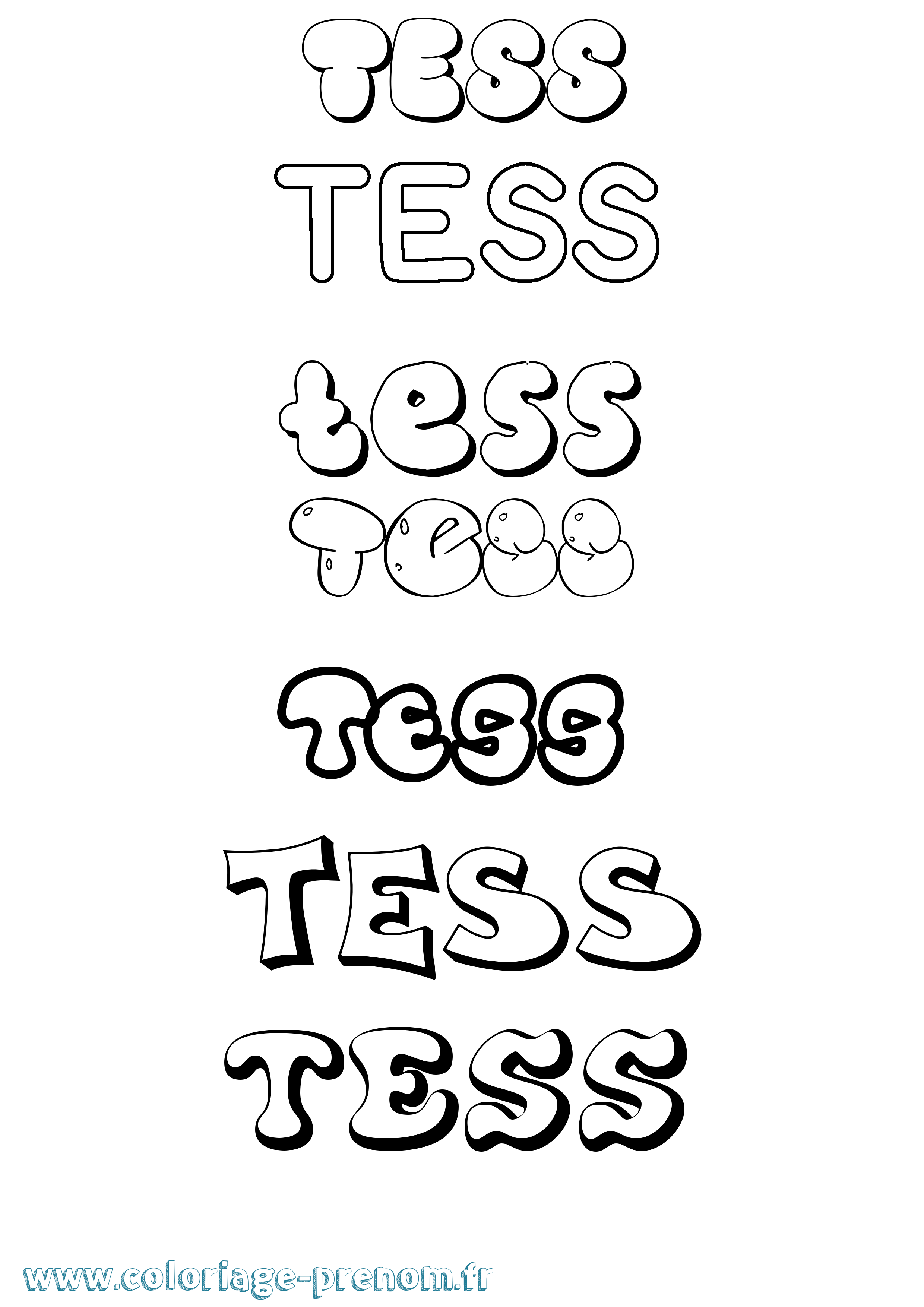 Coloriage prénom Tess